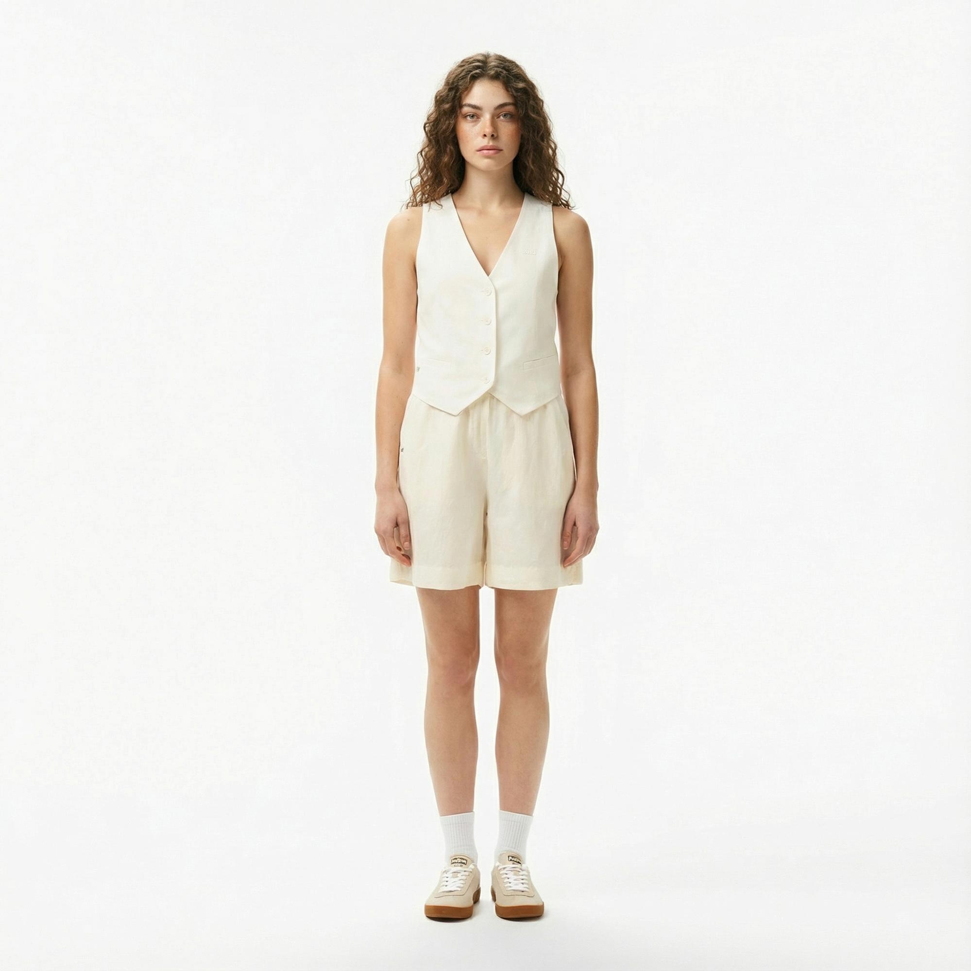 Lacoste Kadın Slim Fit Beyaz Yelek