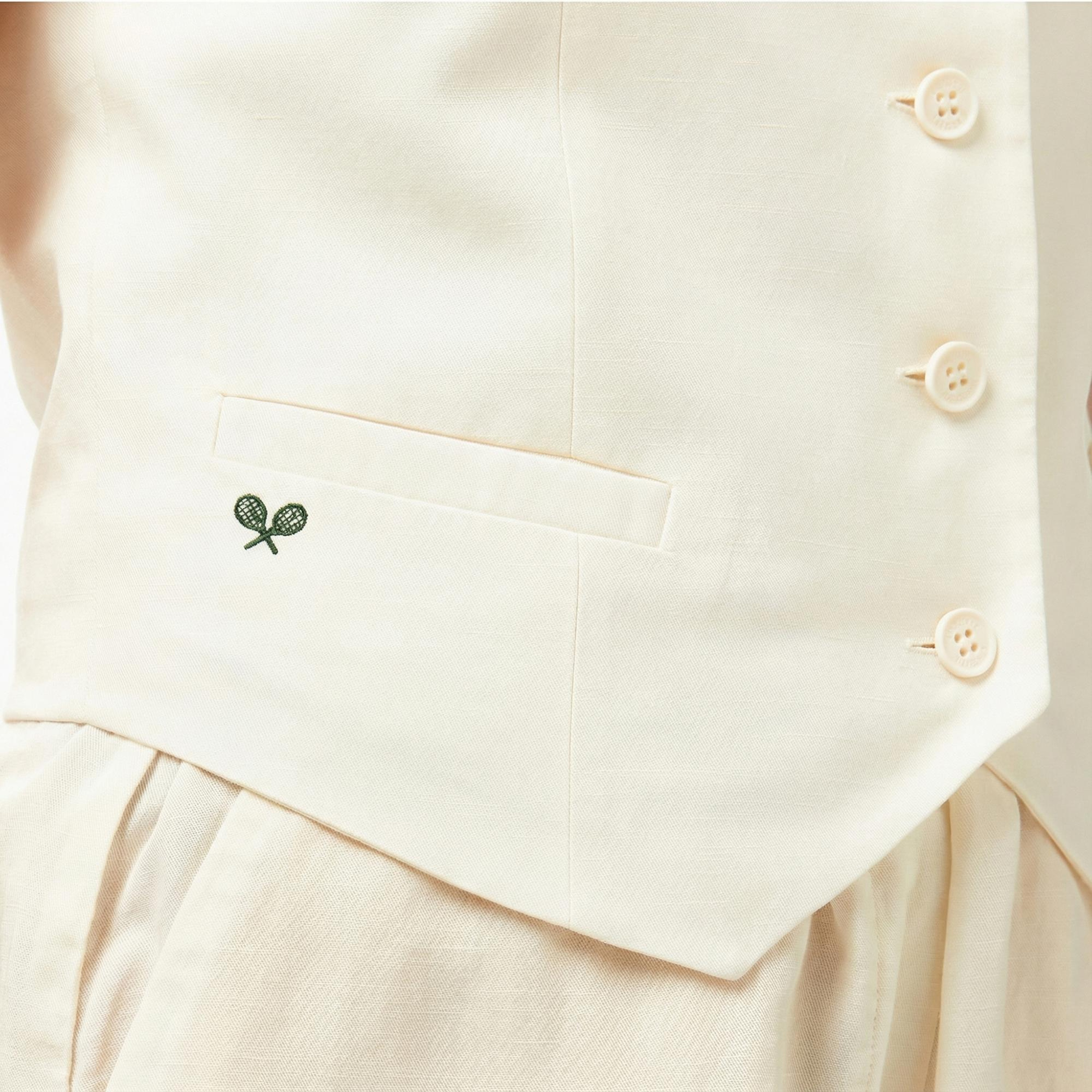 Lacoste Kadın Slim Fit Beyaz Yelek