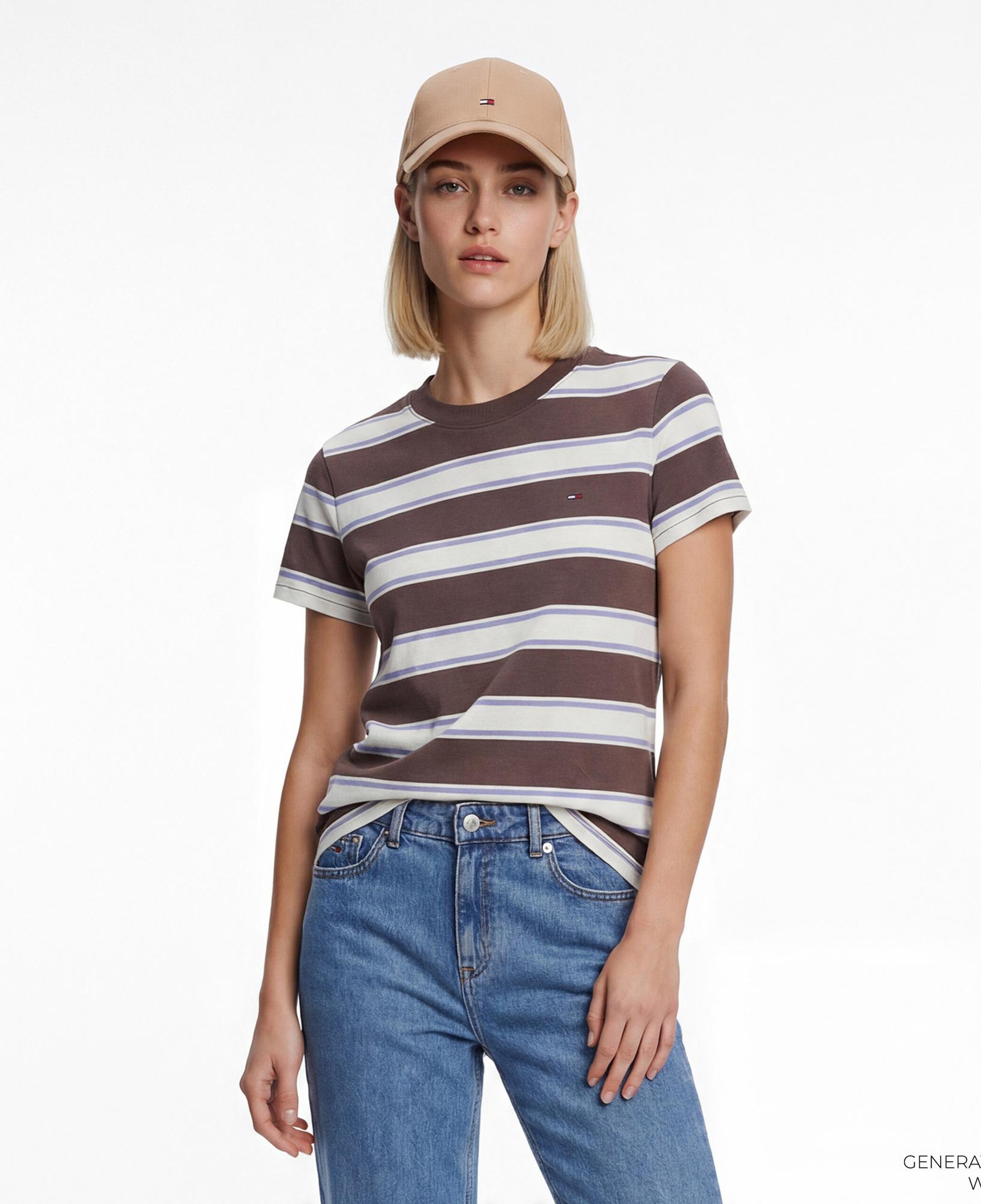 Tommy Hilfiger Denim Essentials Kadın Kahverengi T-Shirt