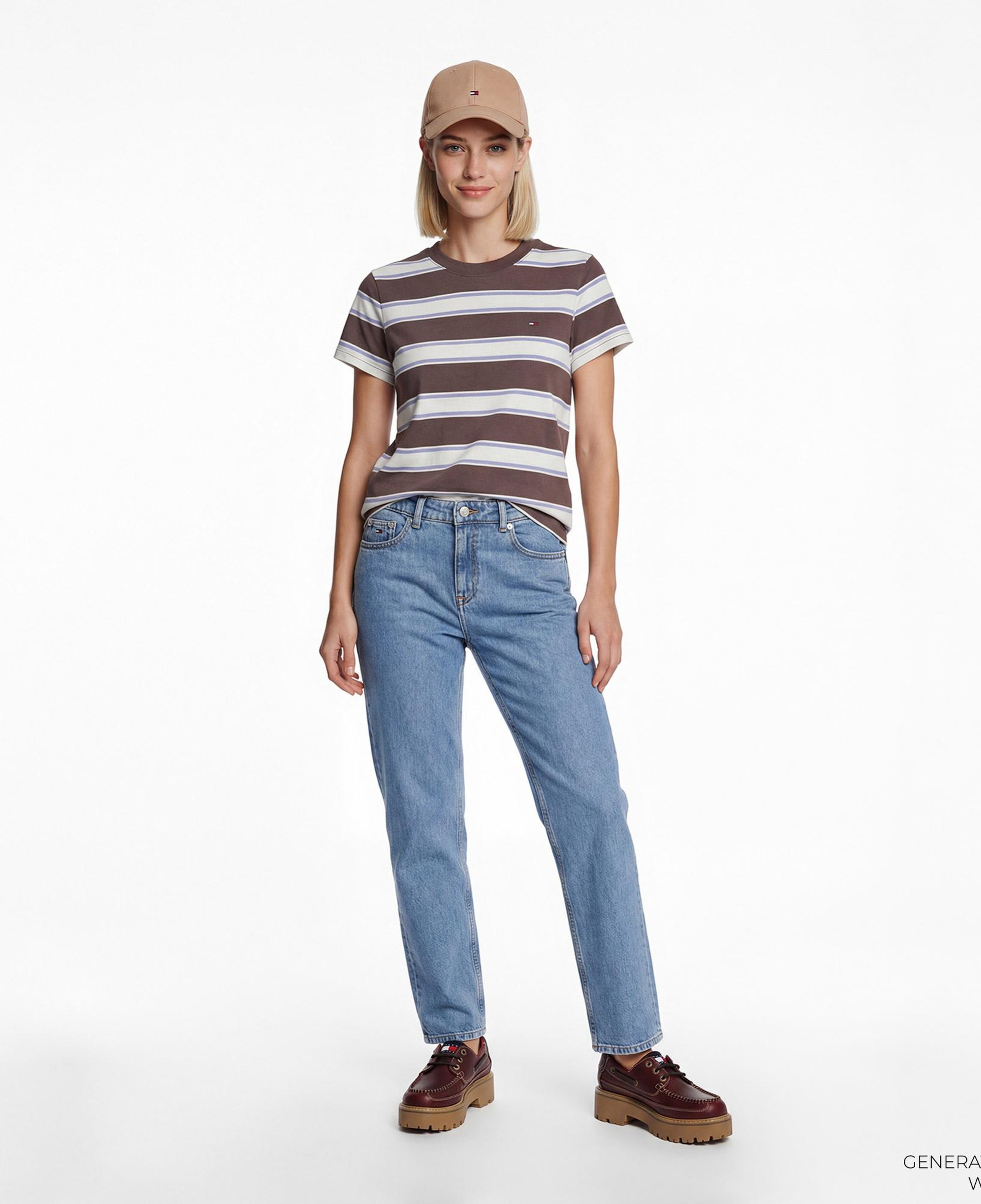 Tommy Hilfiger Denim Essentials Kadın Kahverengi T-Shirt