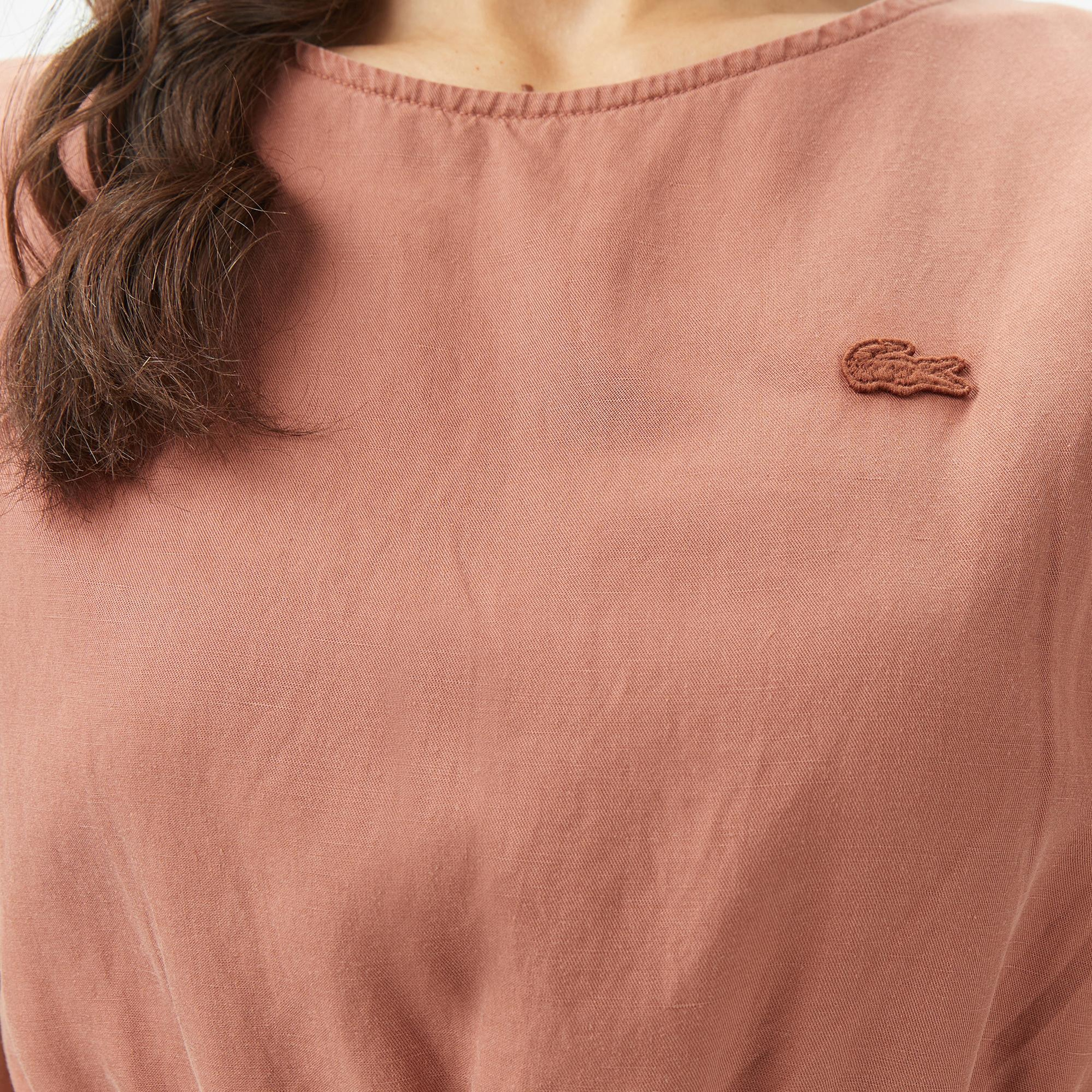 Lacoste Kadın Regular Fit Kolsuz Bisiklet Yaka Kahverengi Bluz