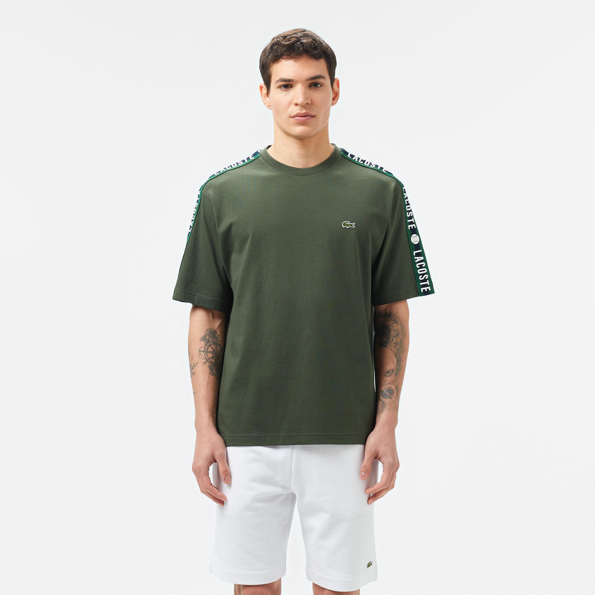 Lacoste Erkek Relaxed Fit Bisiklet Yaka Baskılı Koyu Yeşil T-Shirt