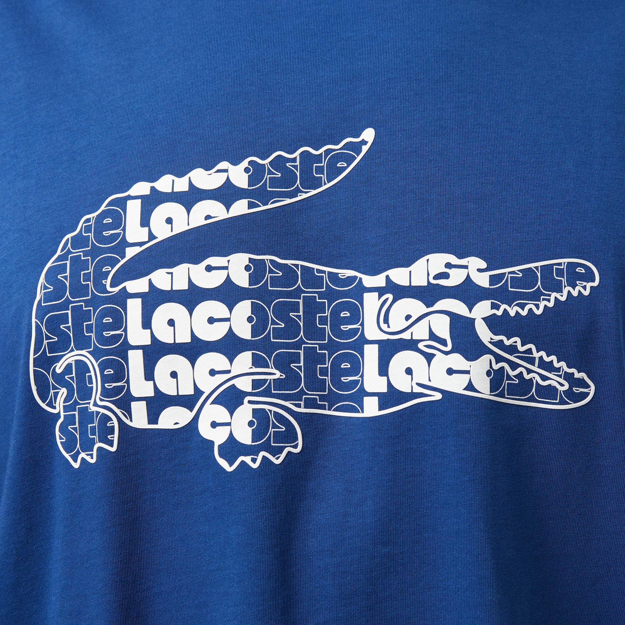 Lacoste Erkek Relaxed Fit Bisiklet Yaka Baskılı Lacivert T-Shirt
