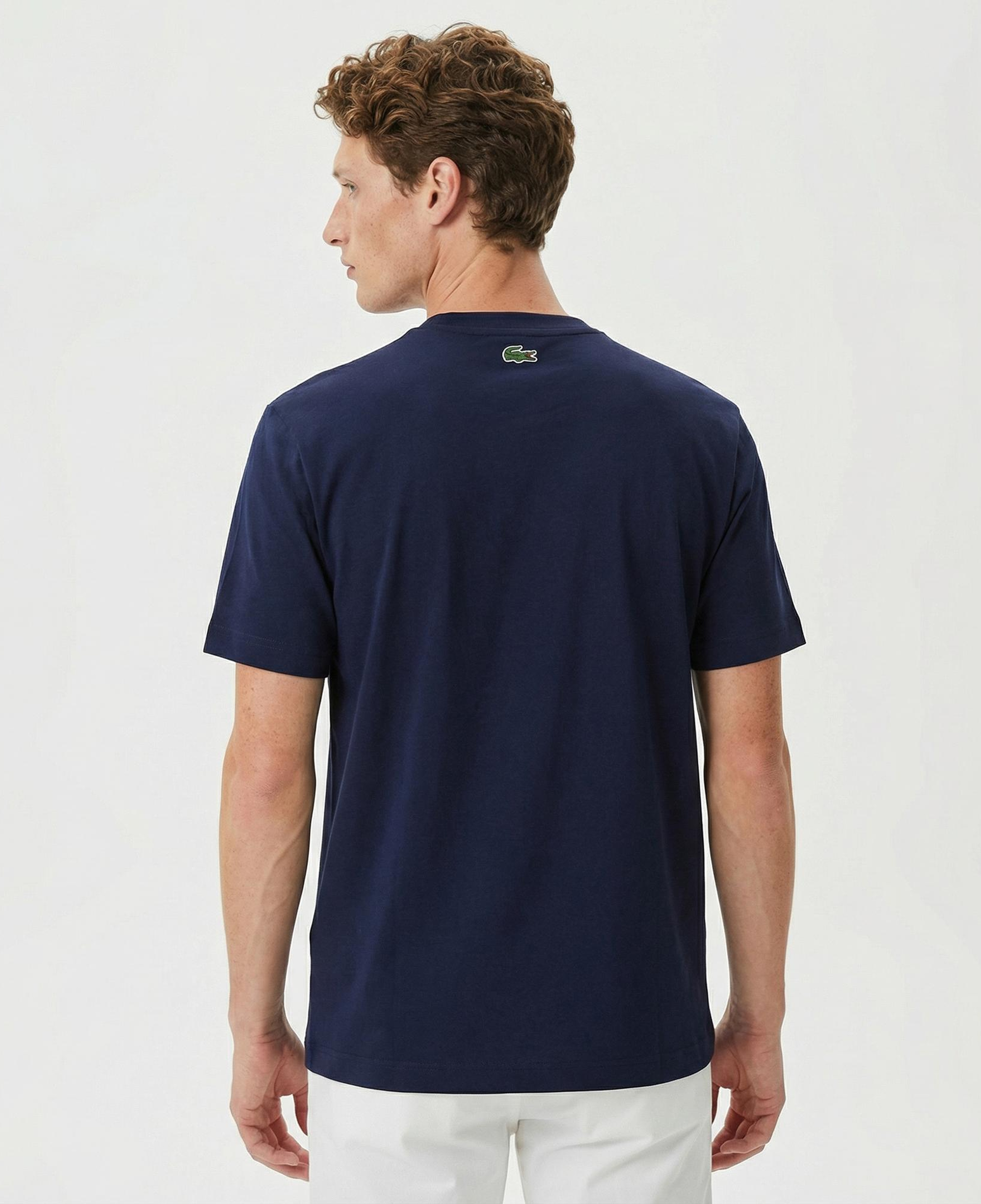 Lacoste Erkek Relaxed Fit Bisiklet Yaka Baskılı Lacivert T-Shirt