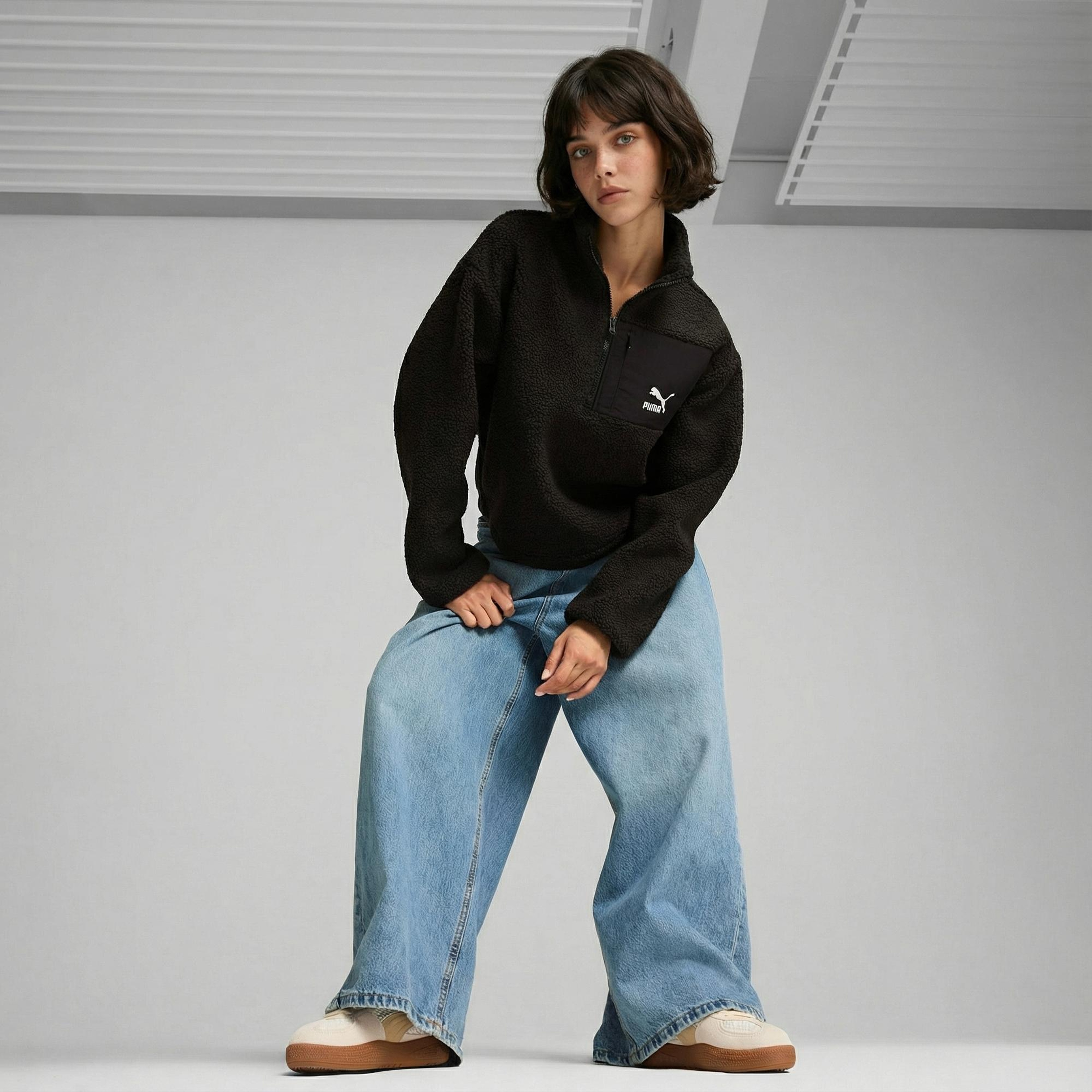 Puma Classics Winterized Half-Zip Kadın Siyah Sweatshirt