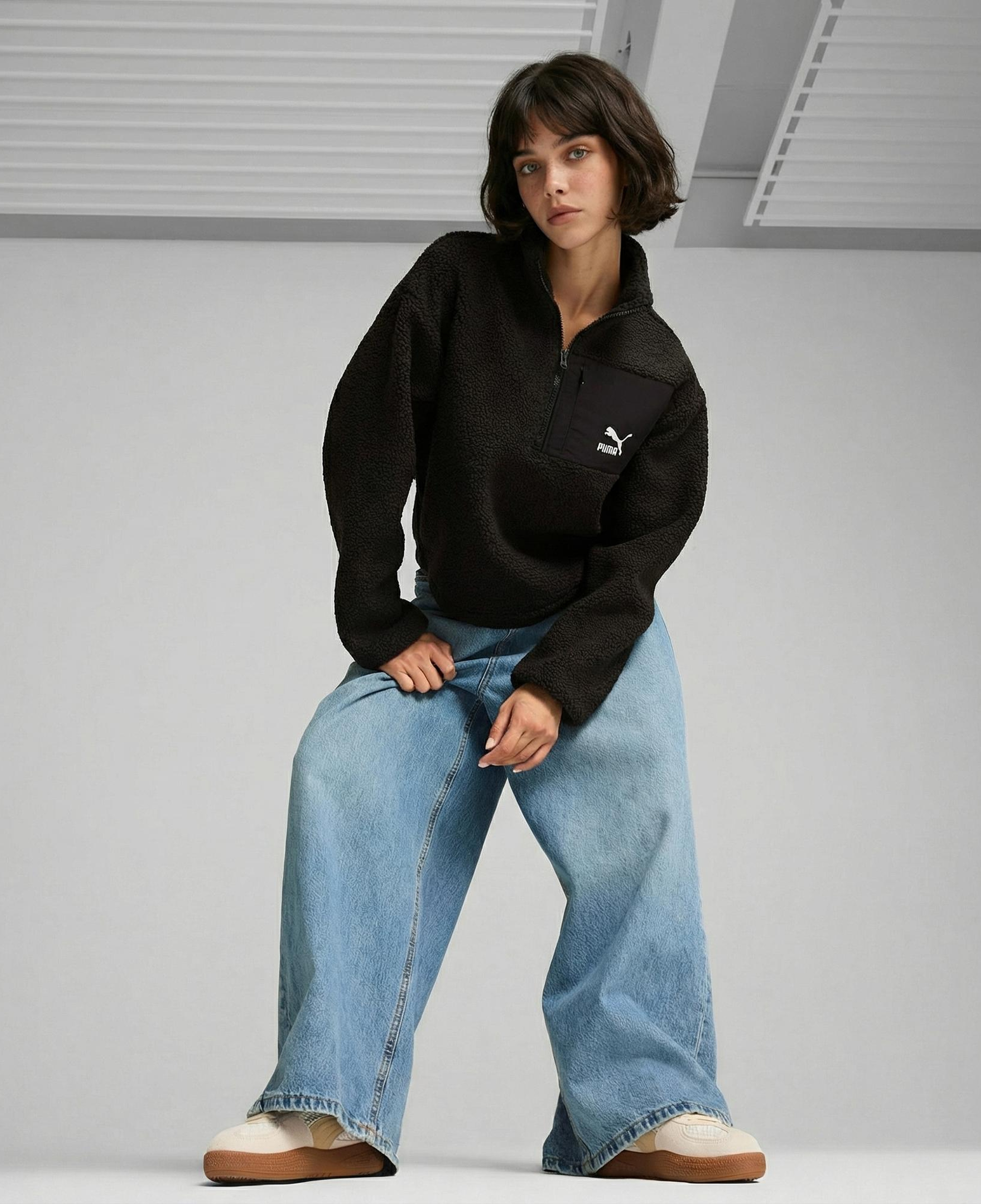 Puma Classics Winterized Half-Zip Kadın Siyah Sweatshirt