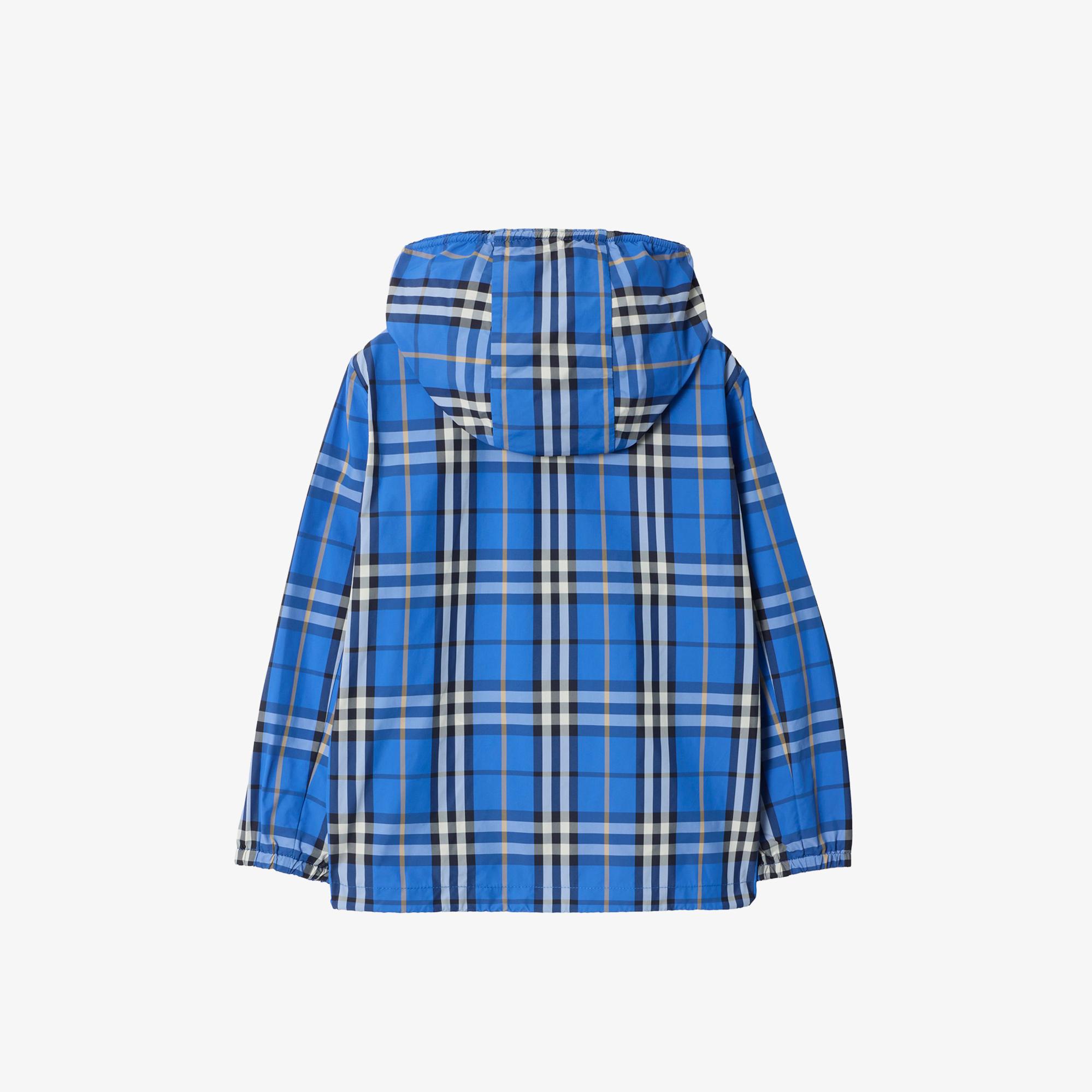 Burberry Check Nylon Hooded Çocuk Mavi Mont