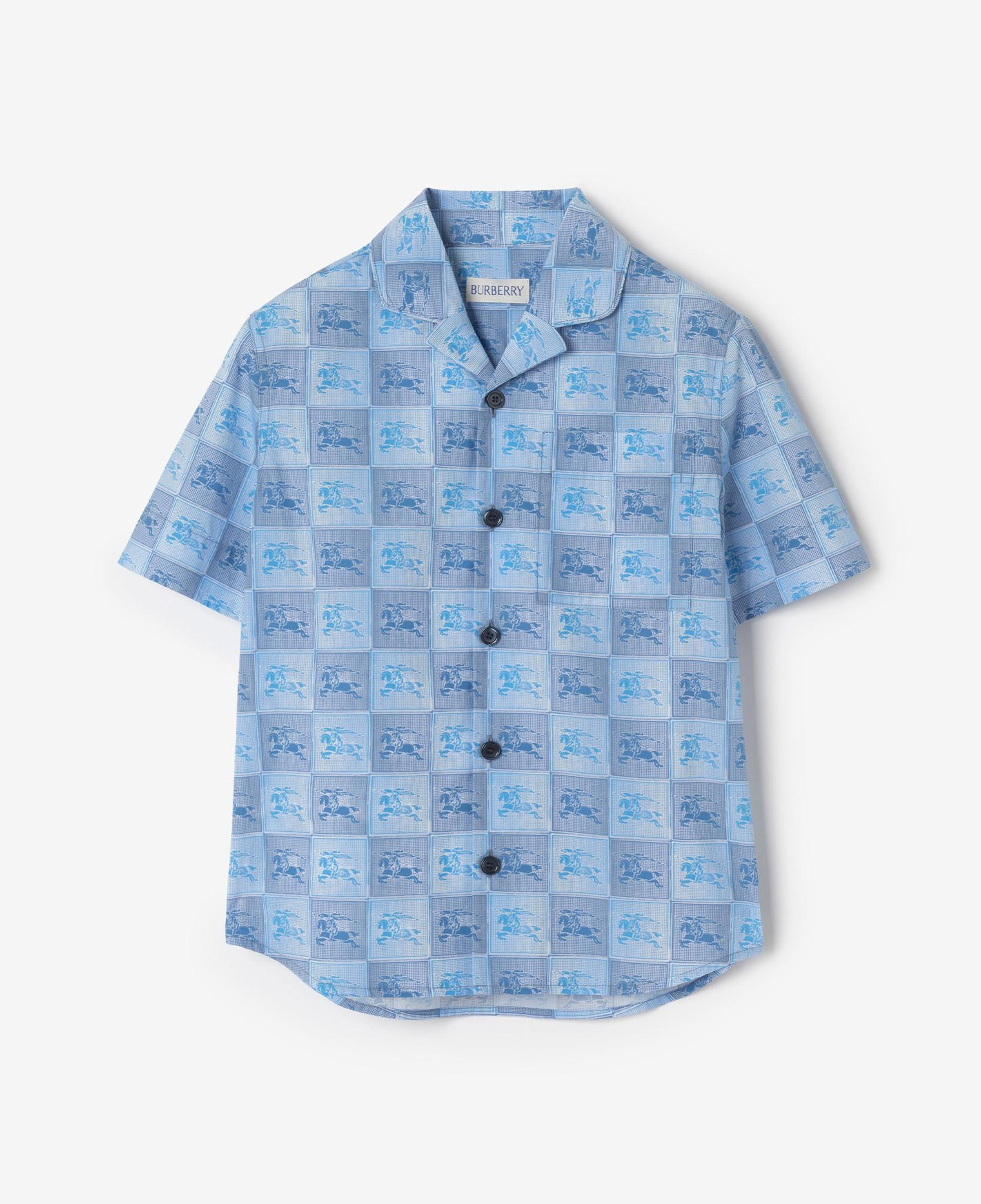 Burberry Ekd Checkerboard Cotton Çocuk Mavi Gömlek