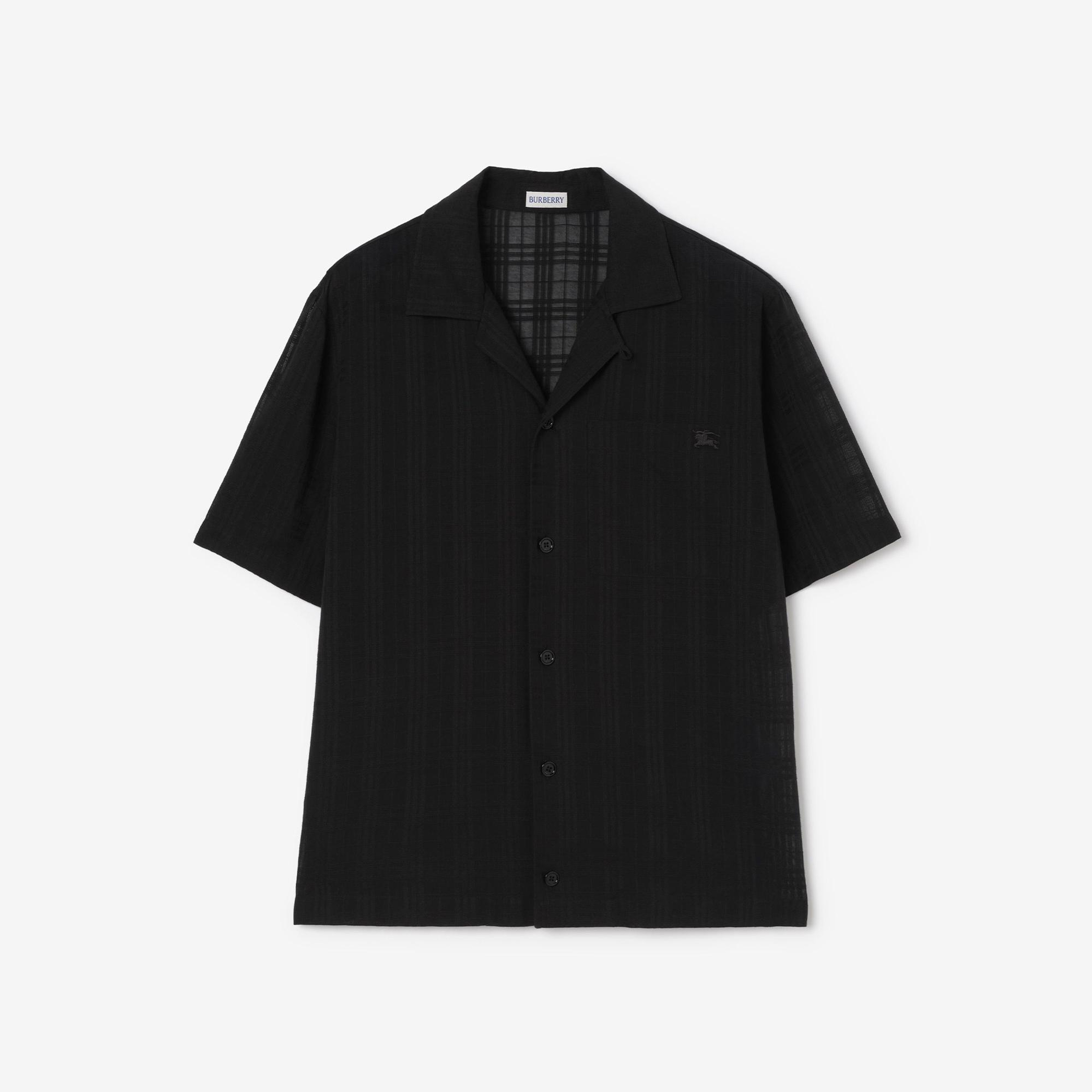 Burberry Relaxed Fit Check Cotton Voile Erkek Siyah Gömlek