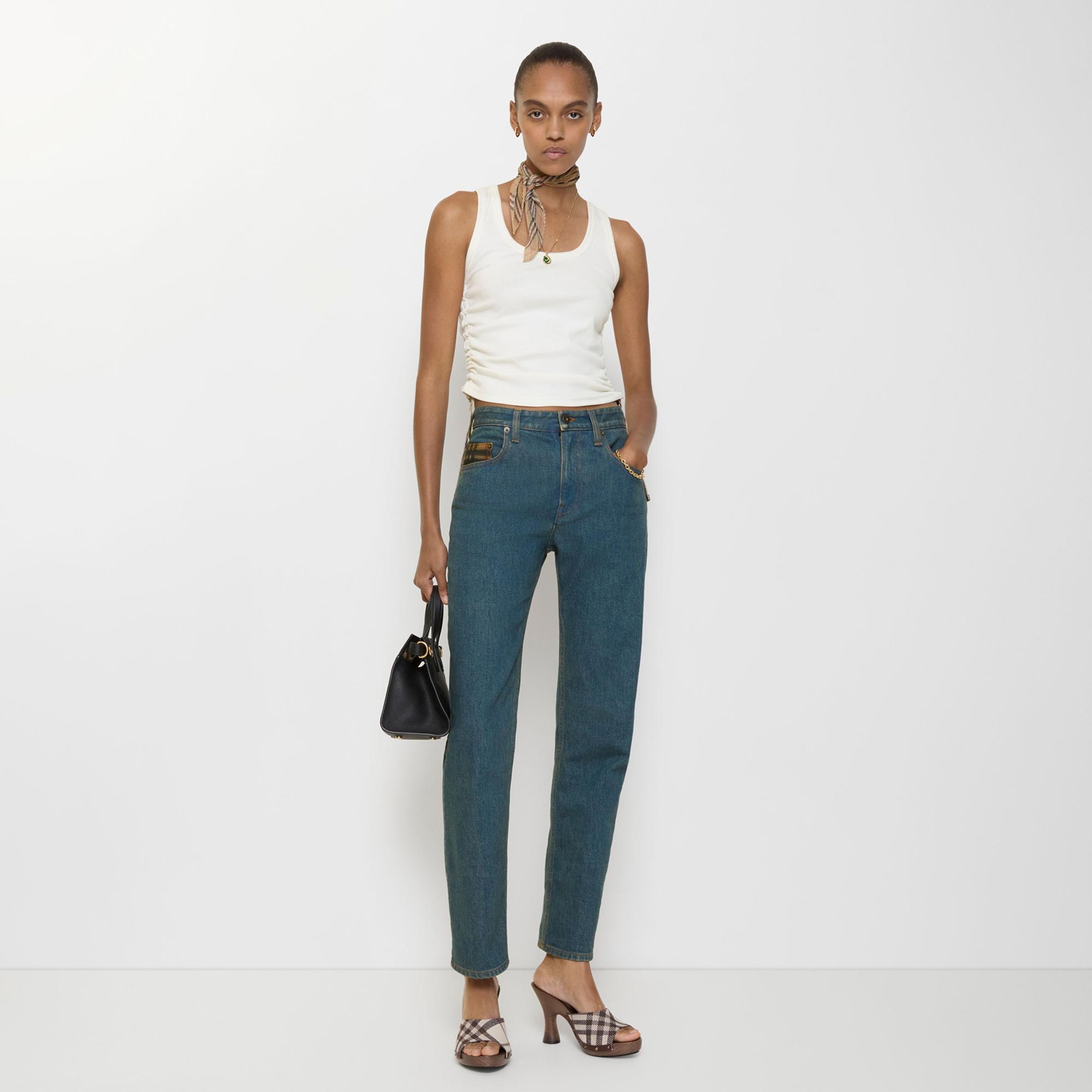 Burberry Mid-Rise Straight Kadın Lacivert Jean