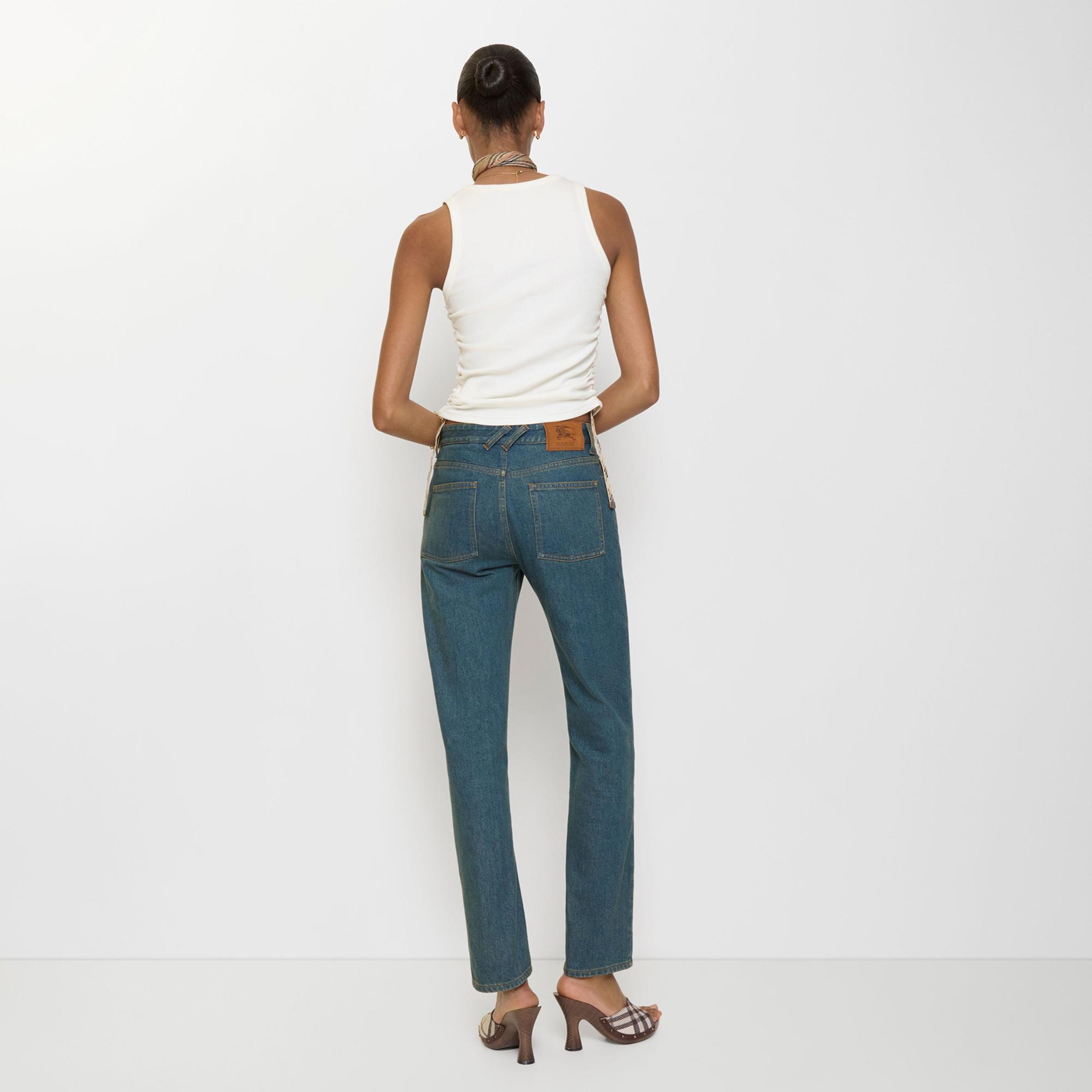 Burberry Mid-Rise Straight Kadın Lacivert Jean