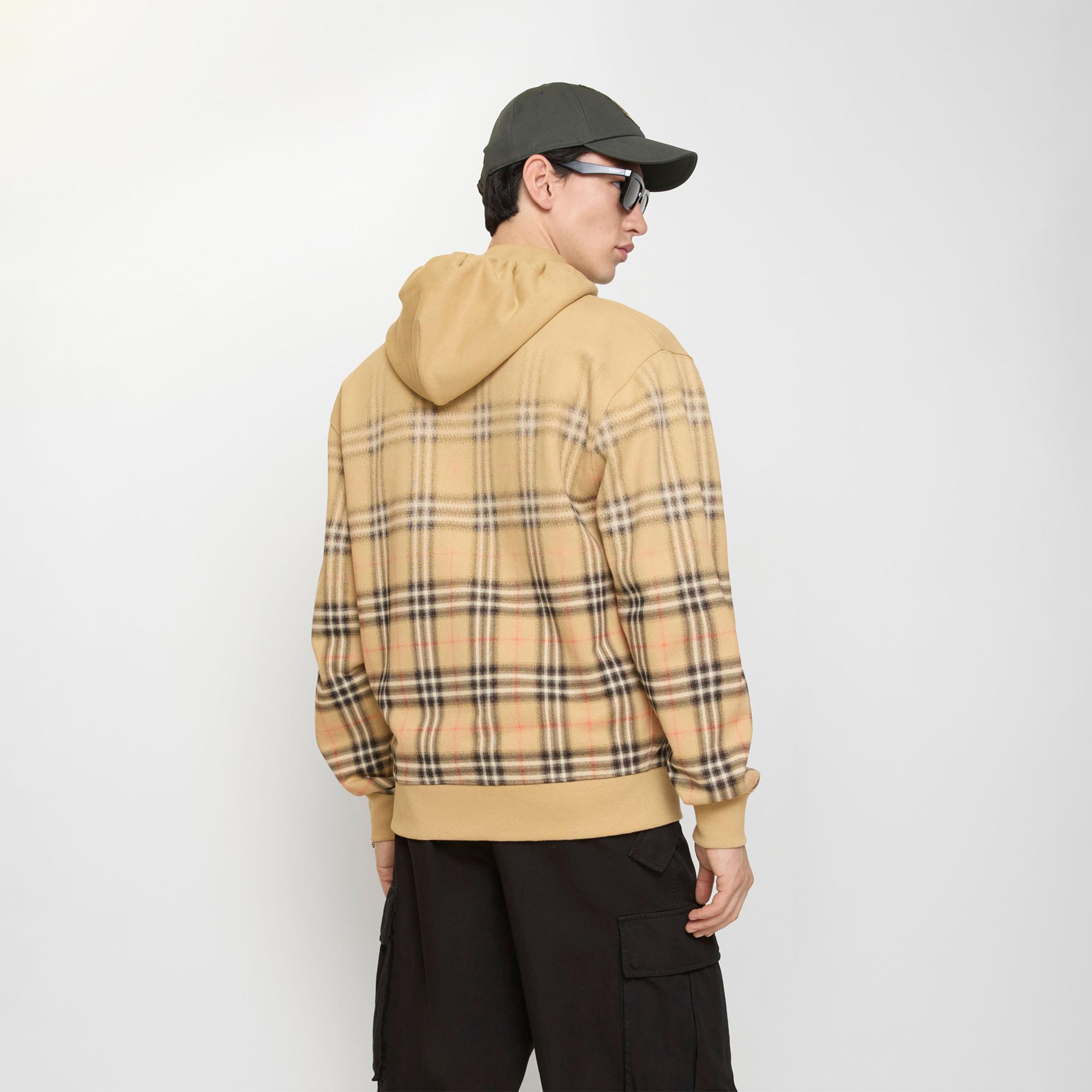 Burberry Gradient Check Cotton Zip Erkek Bej Hoodie