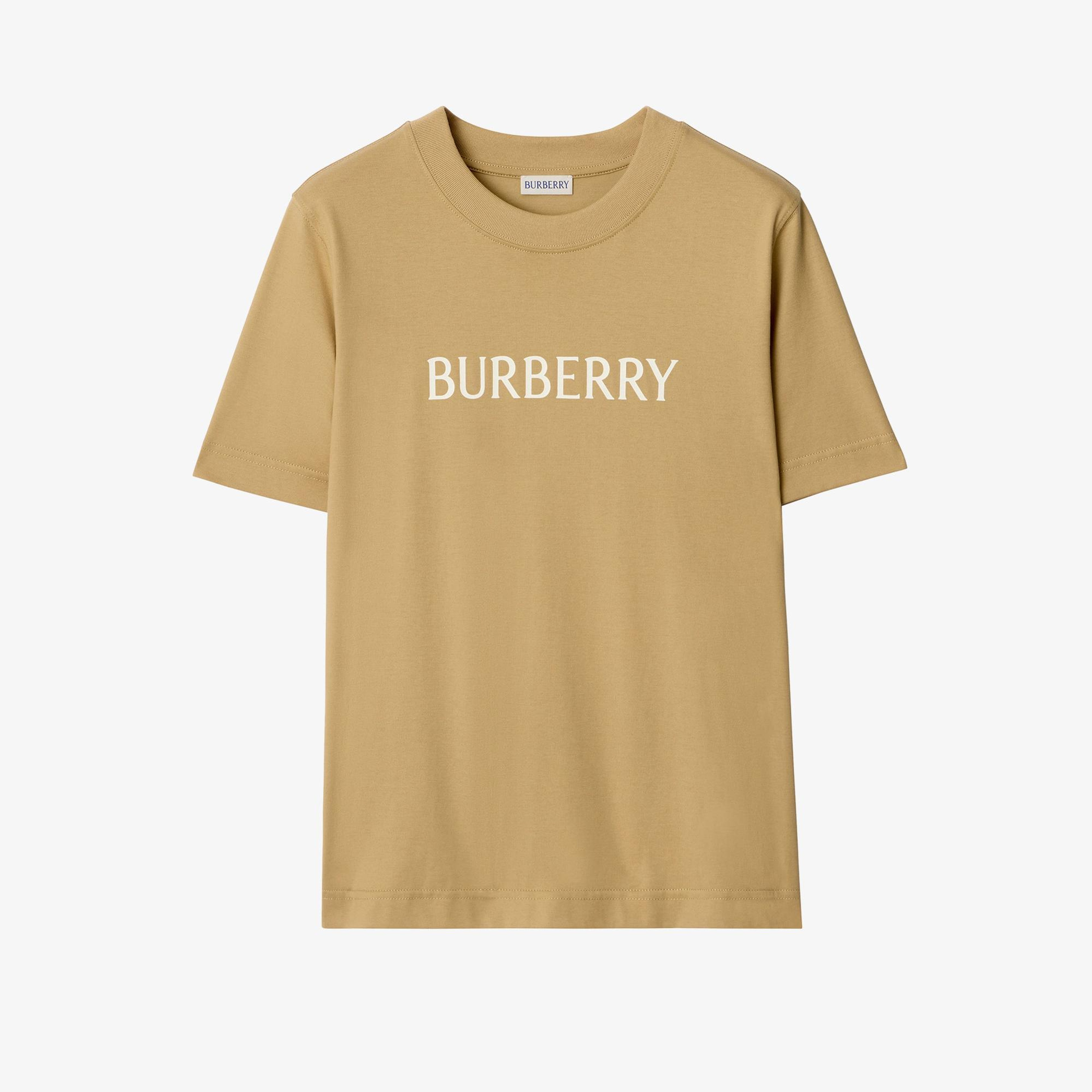 Burberry Logo Cotton Kadın Bej T-Shirt