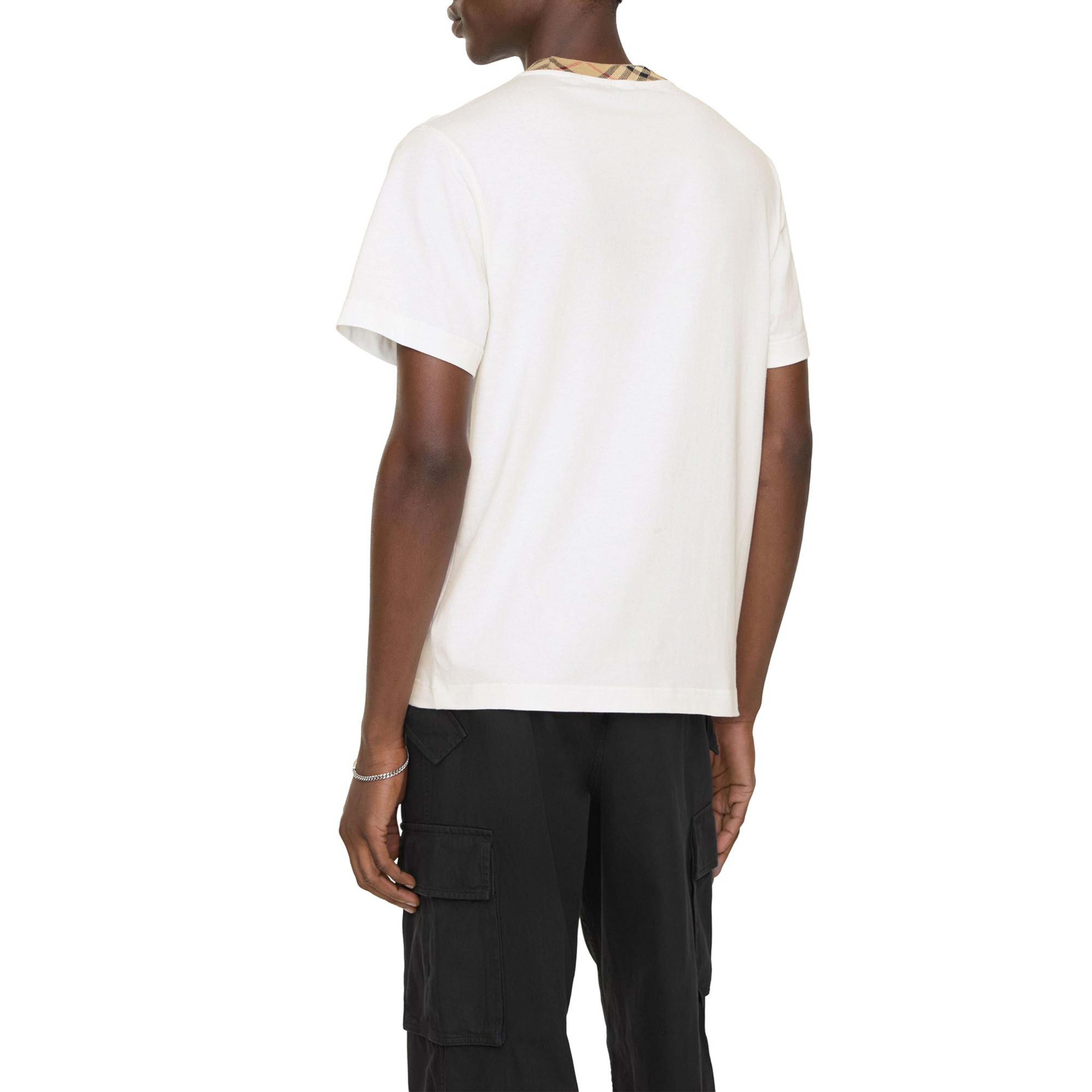 Burberry Check Trim Cotton Erkek Beyaz T-Shirt