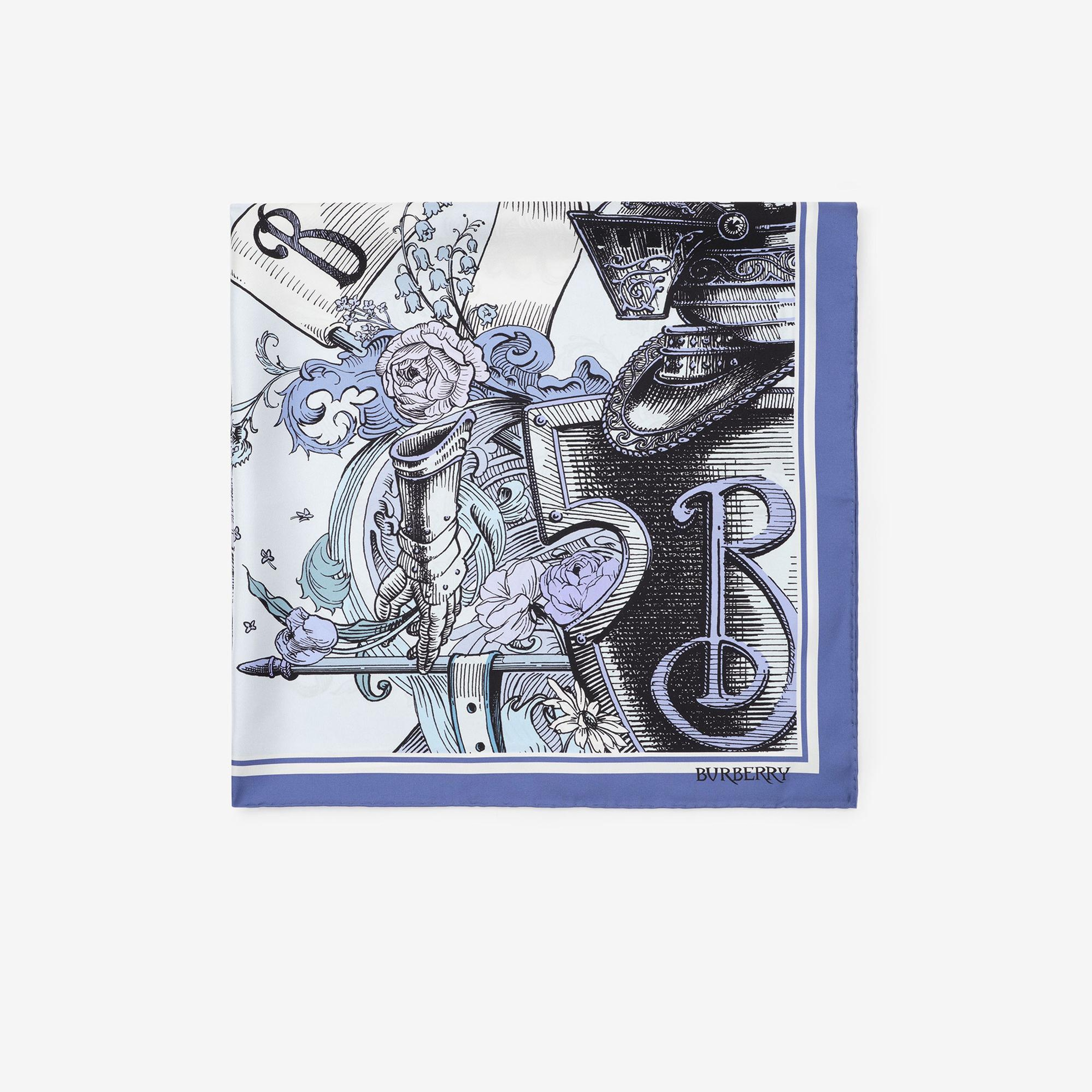 Burberry Etched Knight Silk Kadın Mavi Eşarp