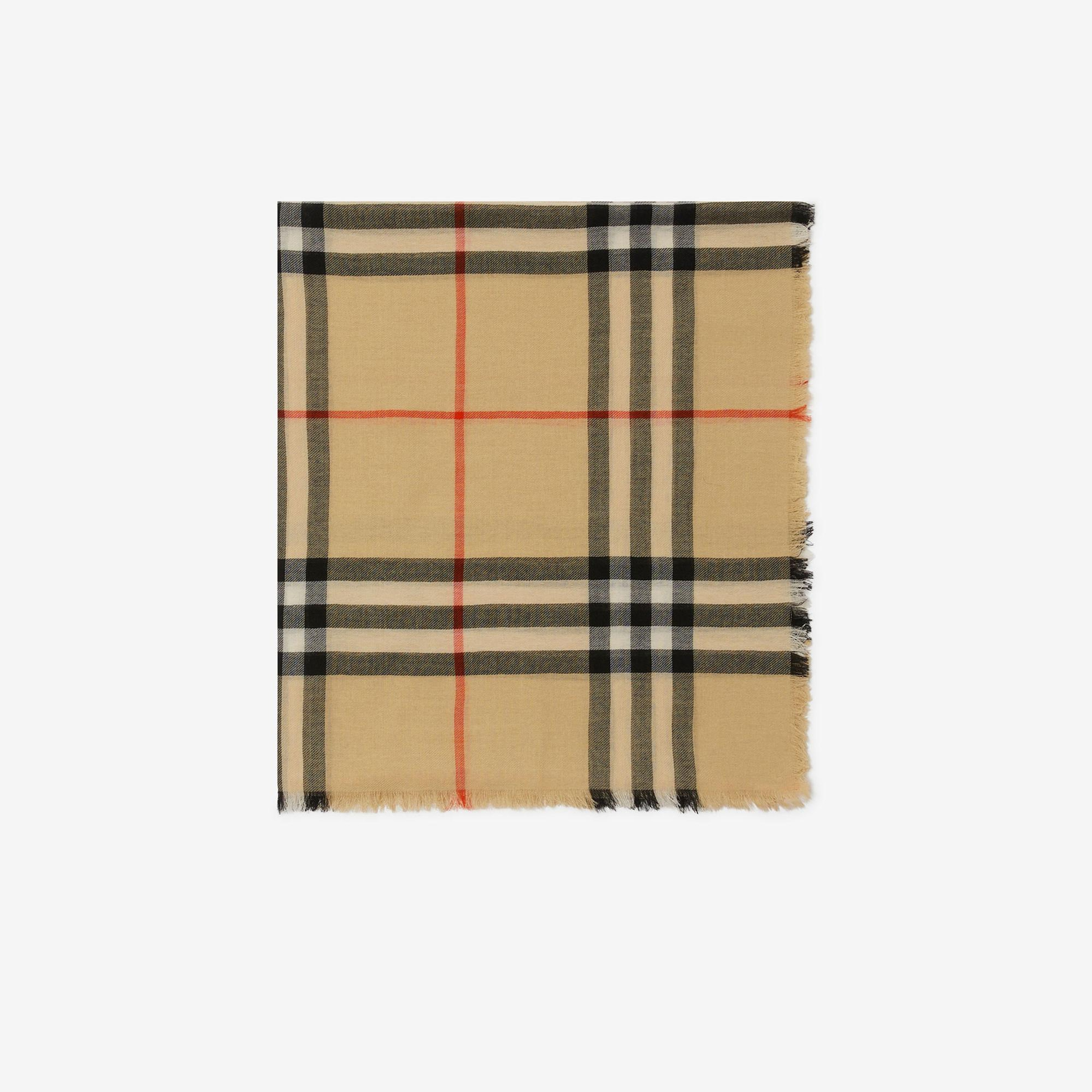 Burberry Check Wool Kadın Bej Atkı