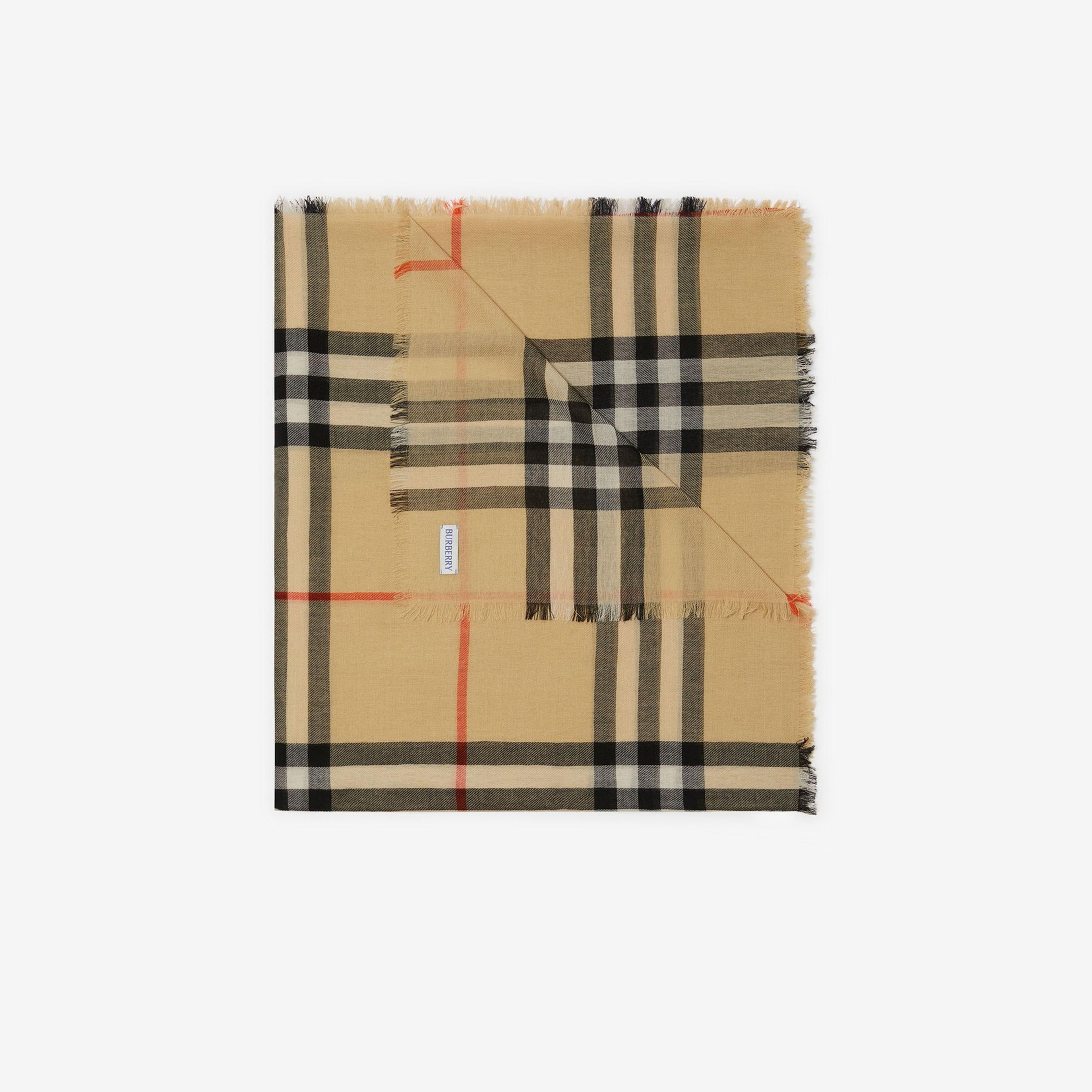 Burberry Check Wool Kadın Bej Atkı