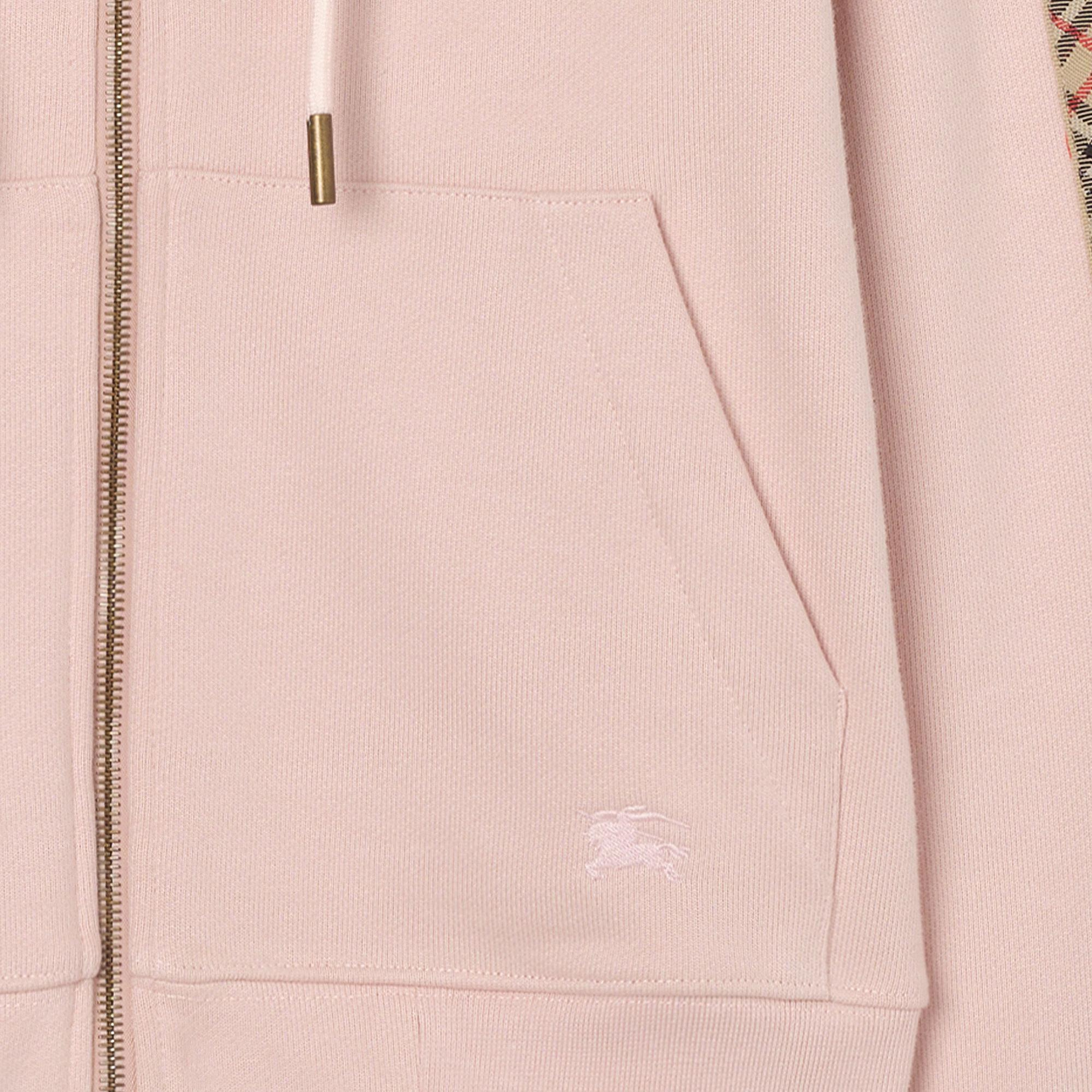 Burberry Check Trim Cotton Zip Kadın Pembe Hoodie