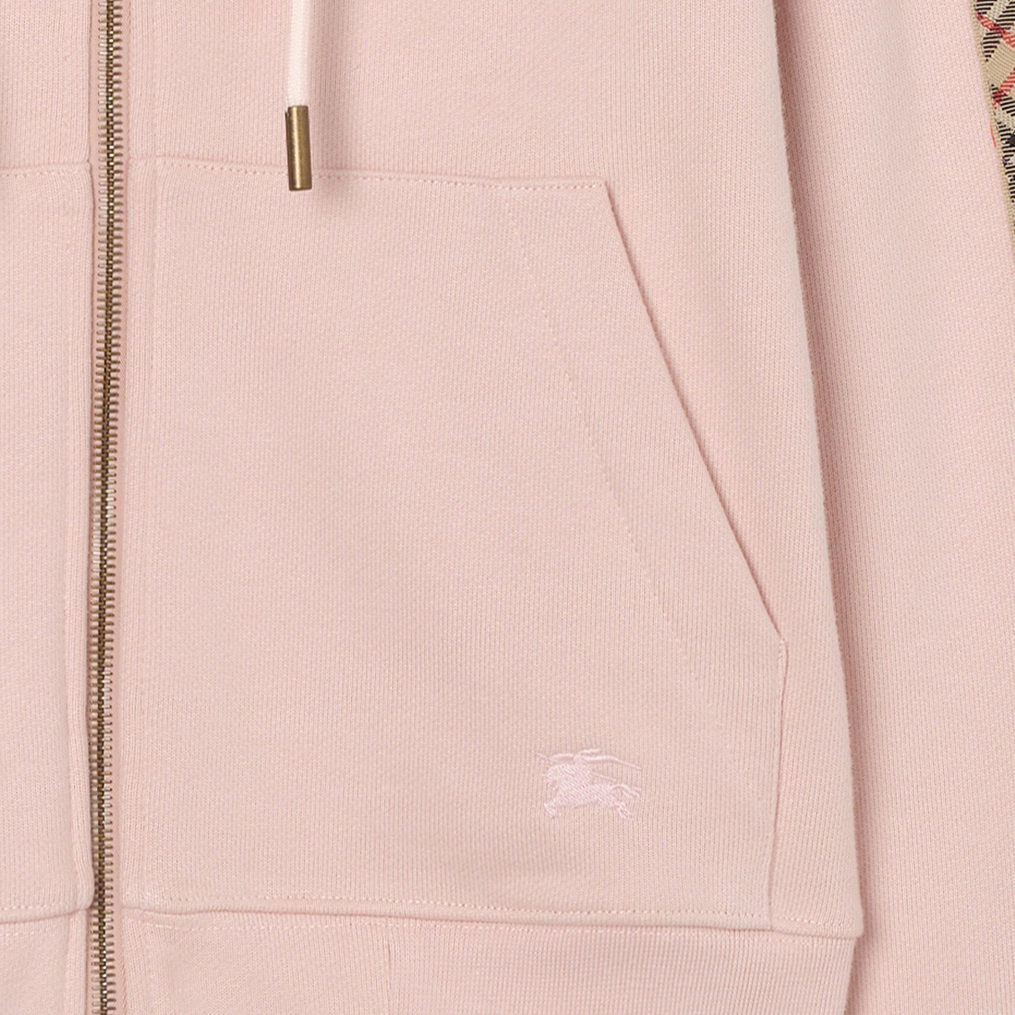 Burberry Check Trim Cotton Zip Kadın Pembe Hoodie