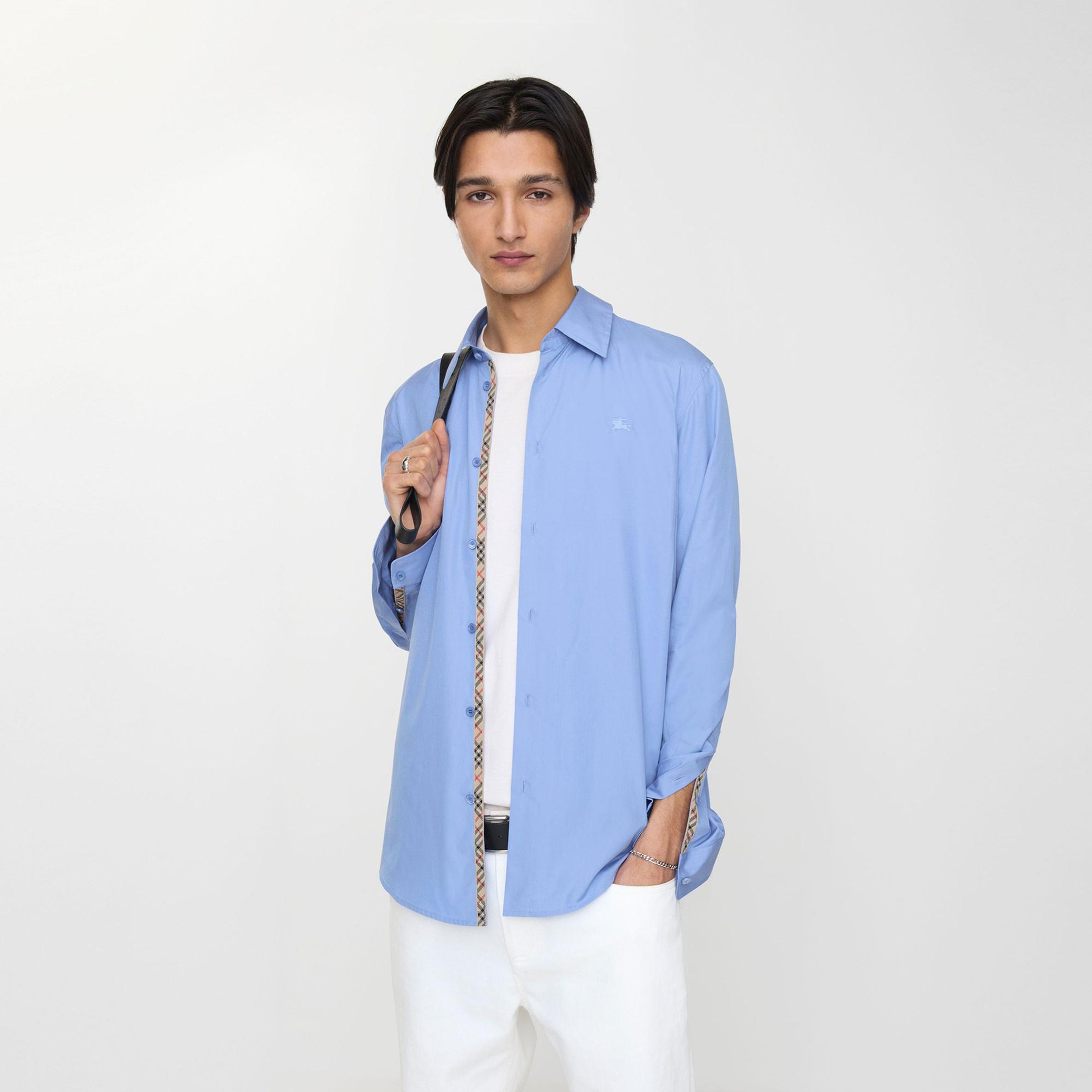 Burberry Regular Fit Cotton Poplin Erkek Mavi Gömlek