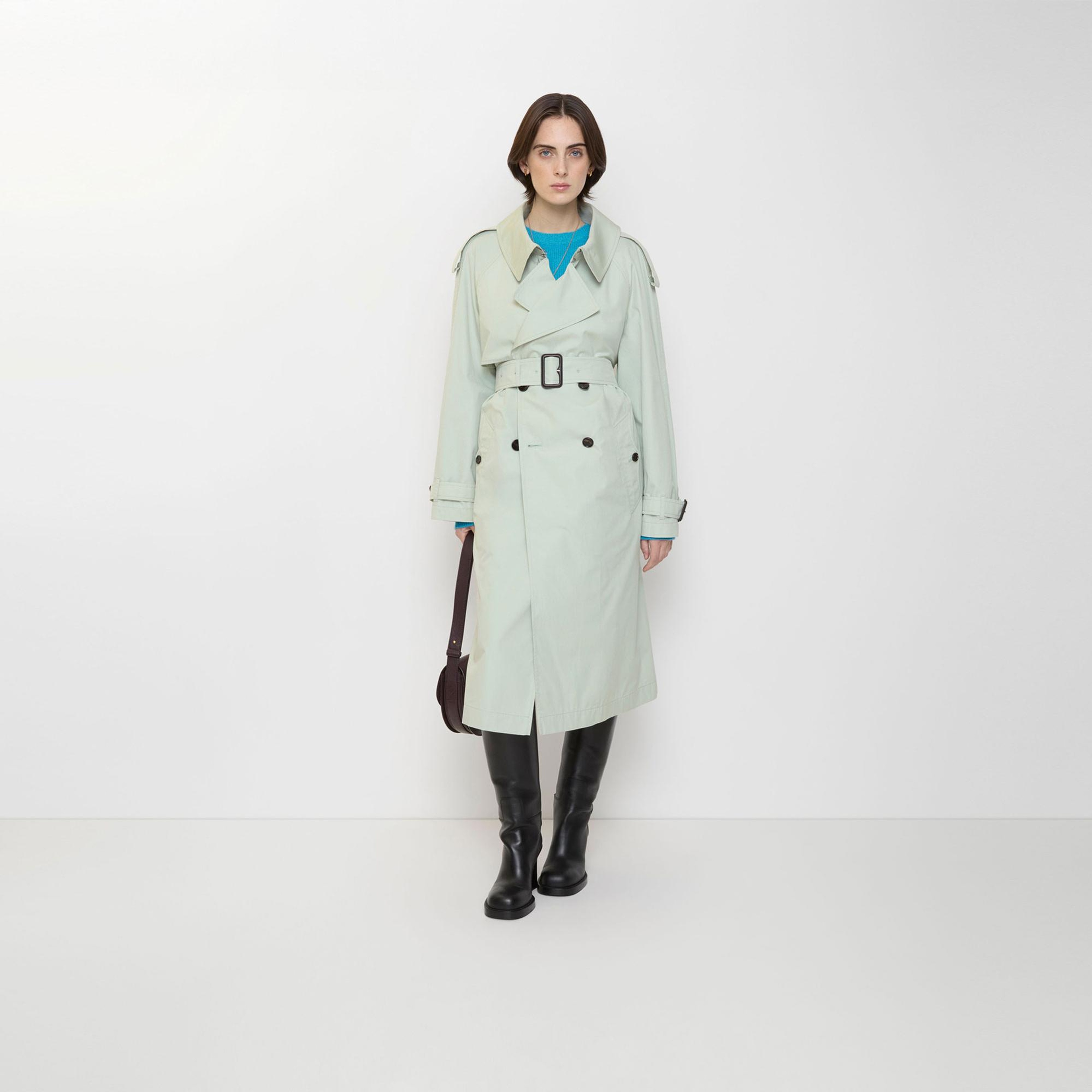 Burberry Long Lightweight Cotton Fitzrovia Kadın Yeşil Trençkot