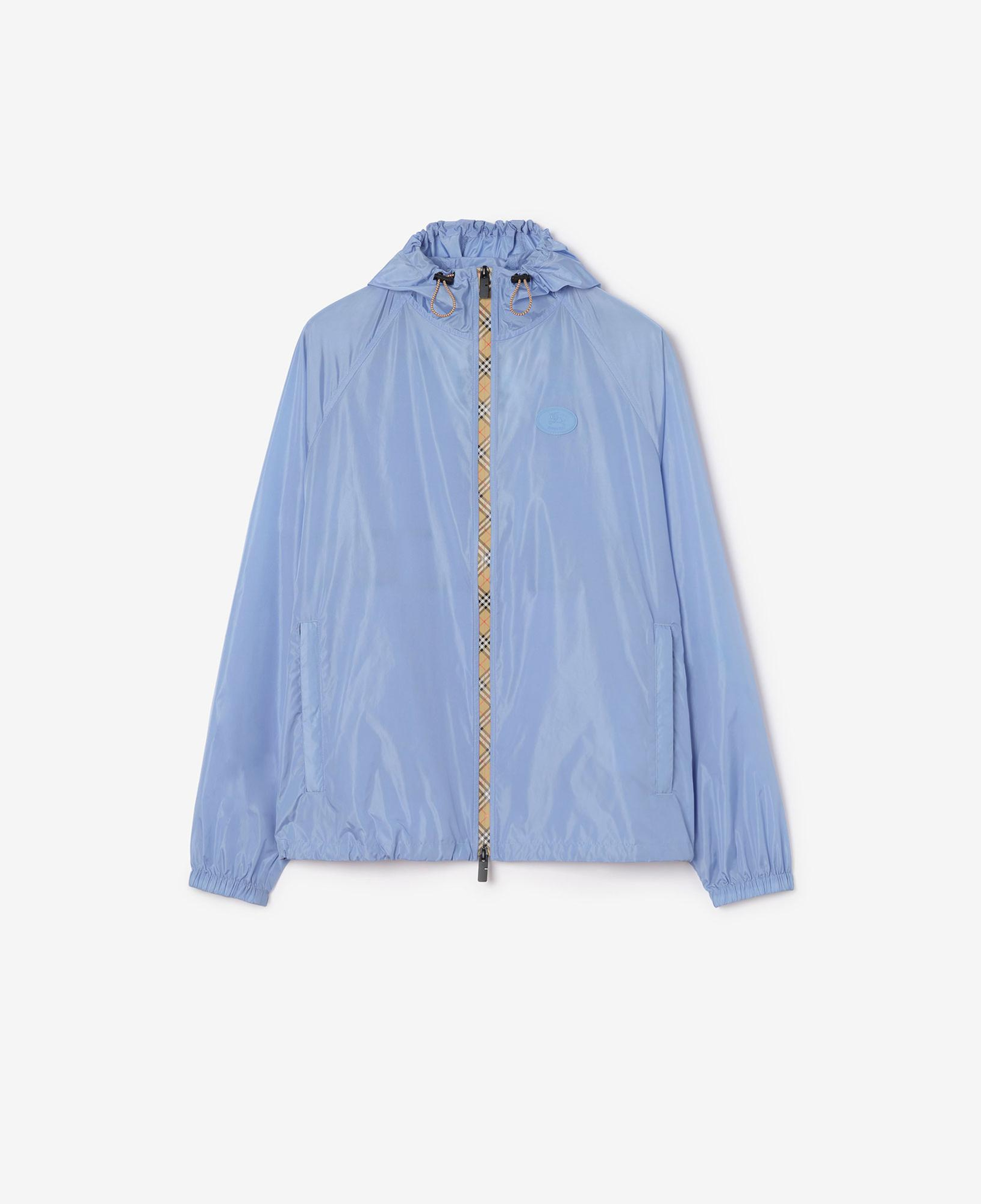 Burberry Checker-Tape Nylon Hooded Erkek Mavi Mont