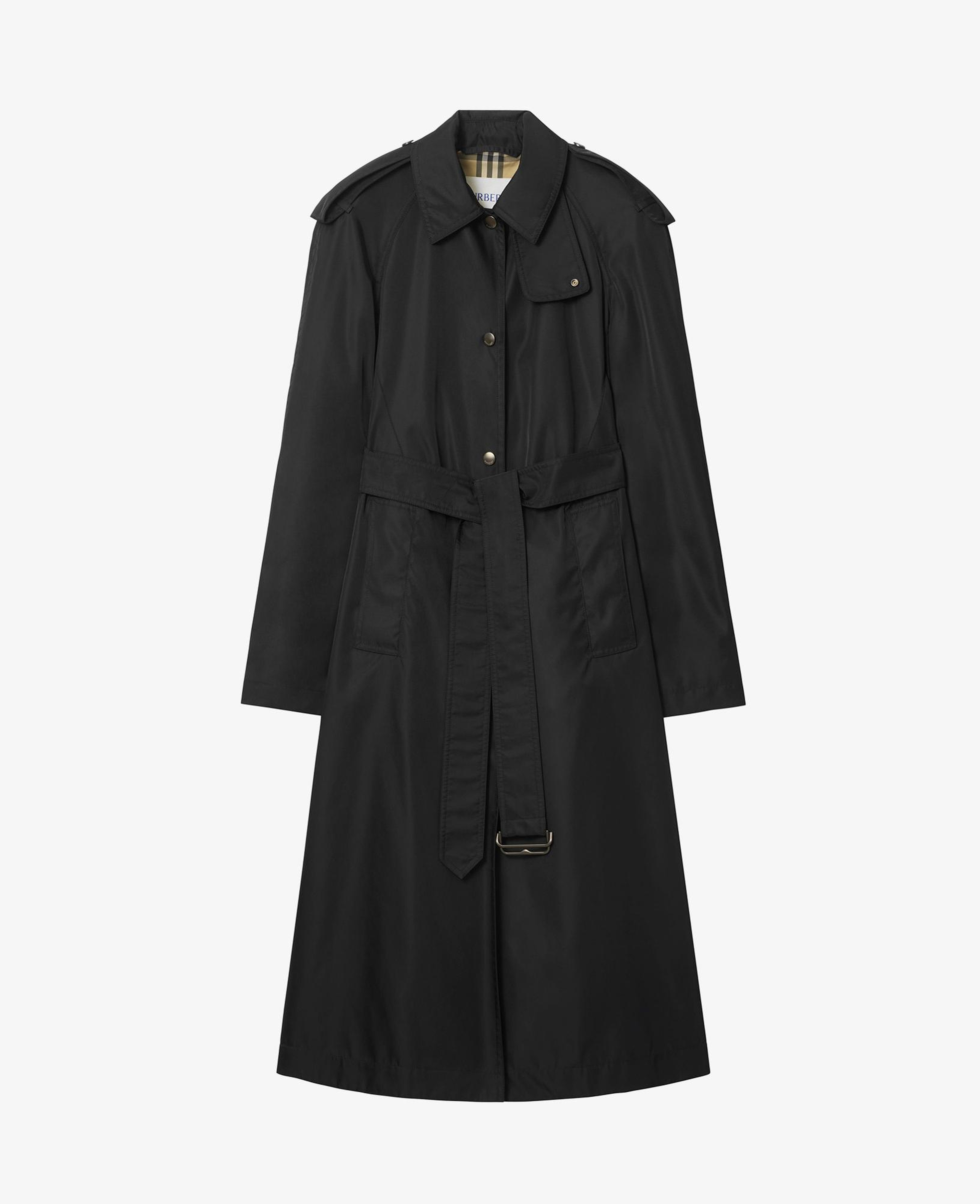 Burberry Long Nylon Hooded Car Kadın Siyah Pardesü