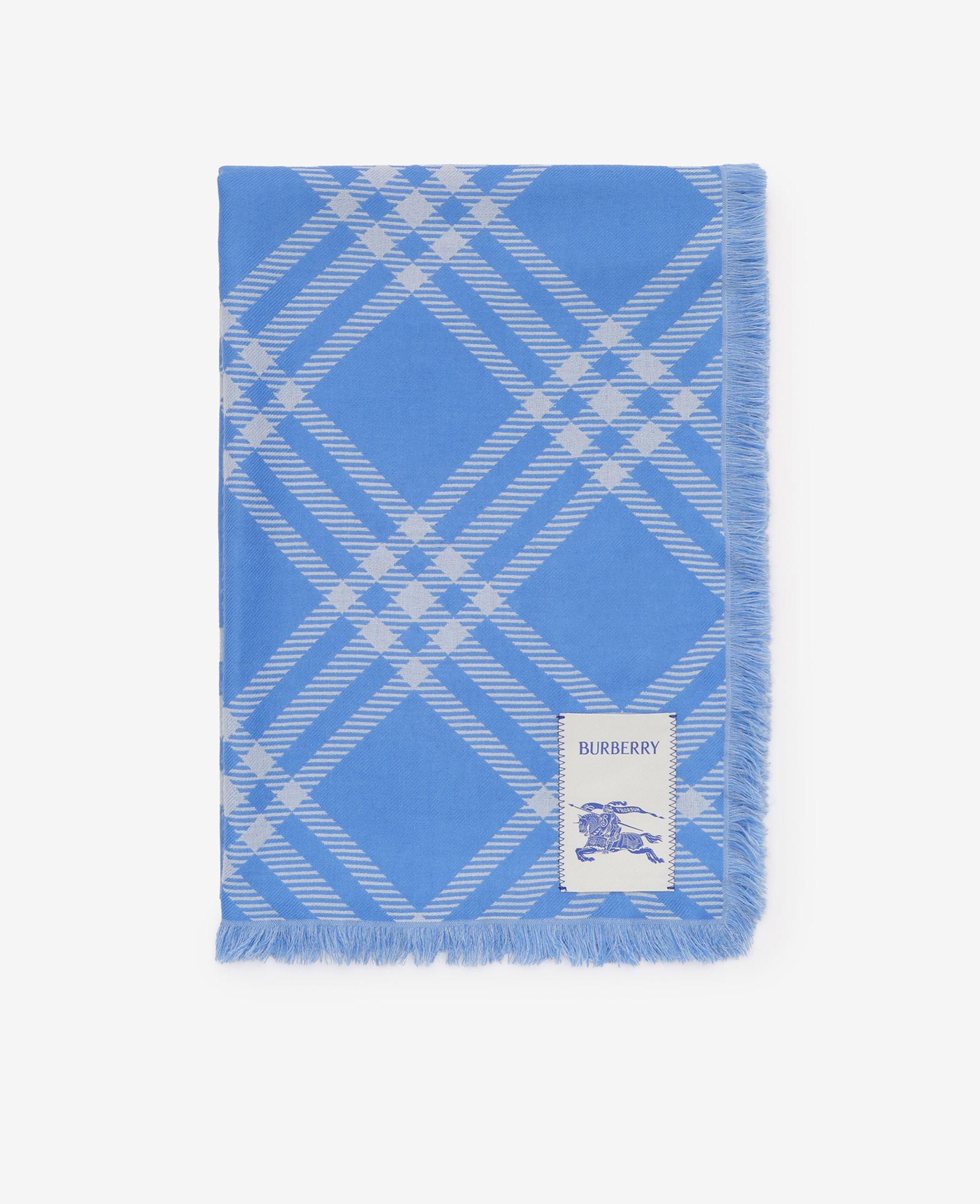 Burberry Wide Check Wool Silk Kadın Mavi Atkı