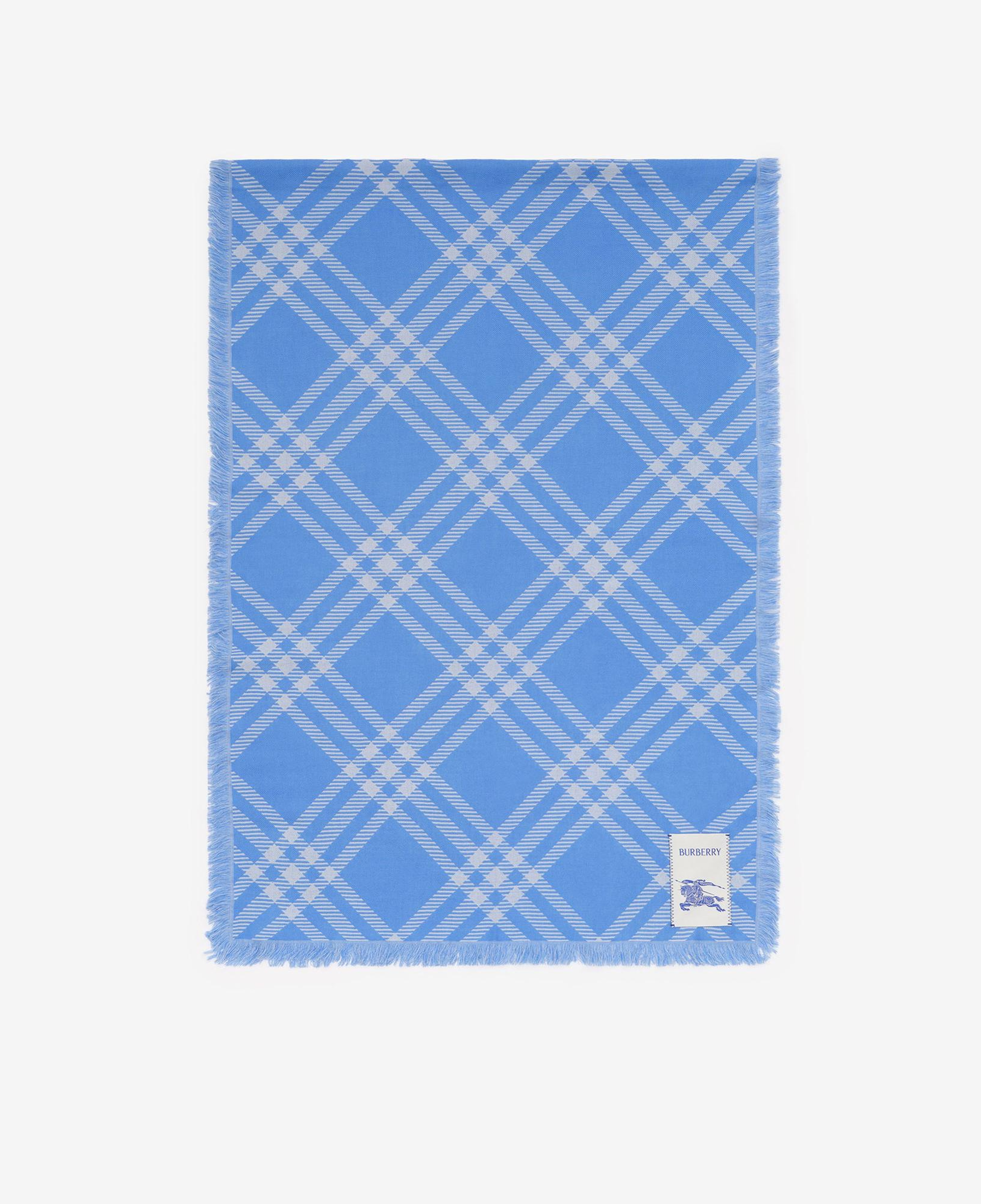 Burberry Wide Check Wool Silk Kadın Mavi Atkı