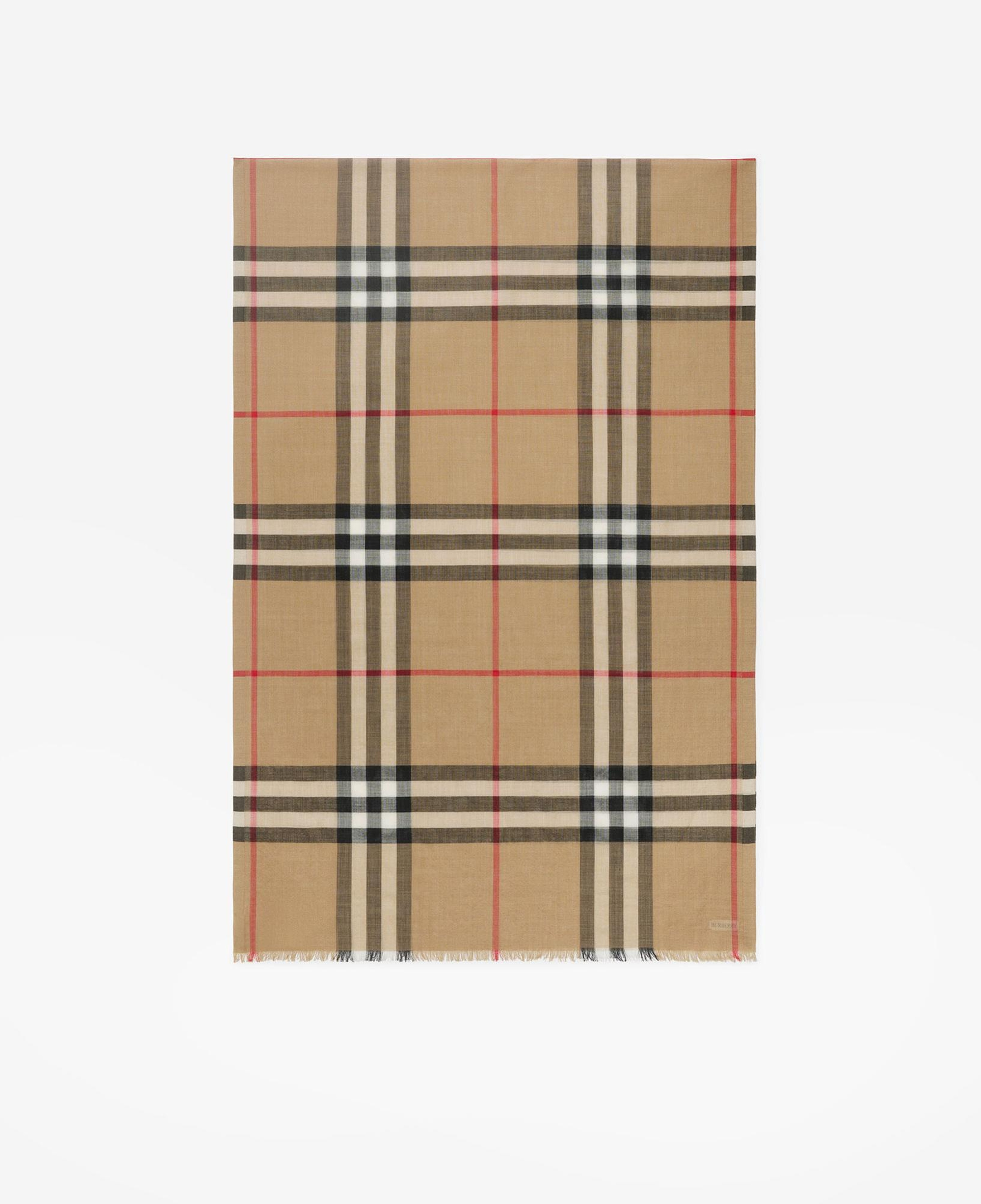 Burberry Wide Check Wool Silk Kadın Bej Atkı