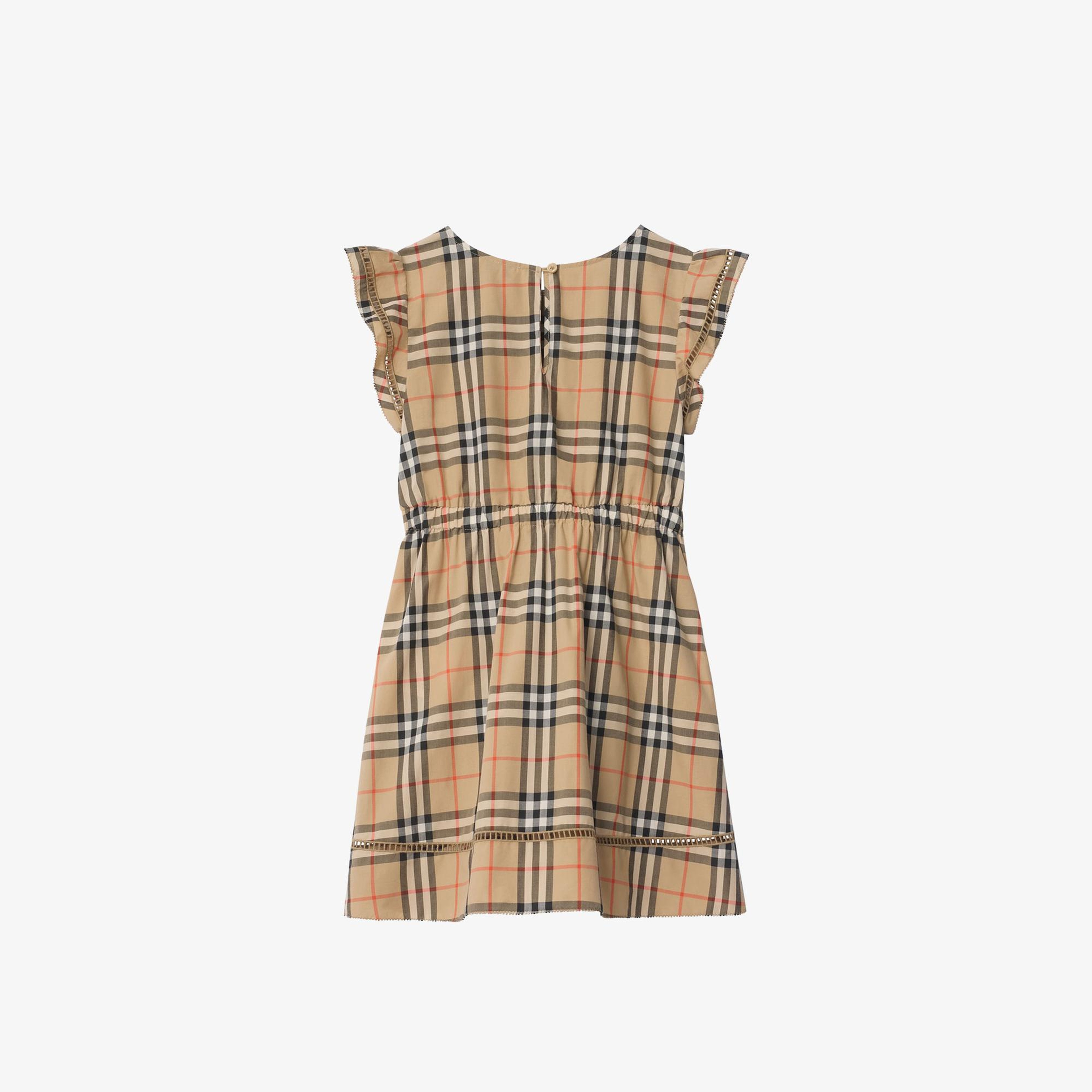 Burberry Check Cotton Çocuk Bej Elbise