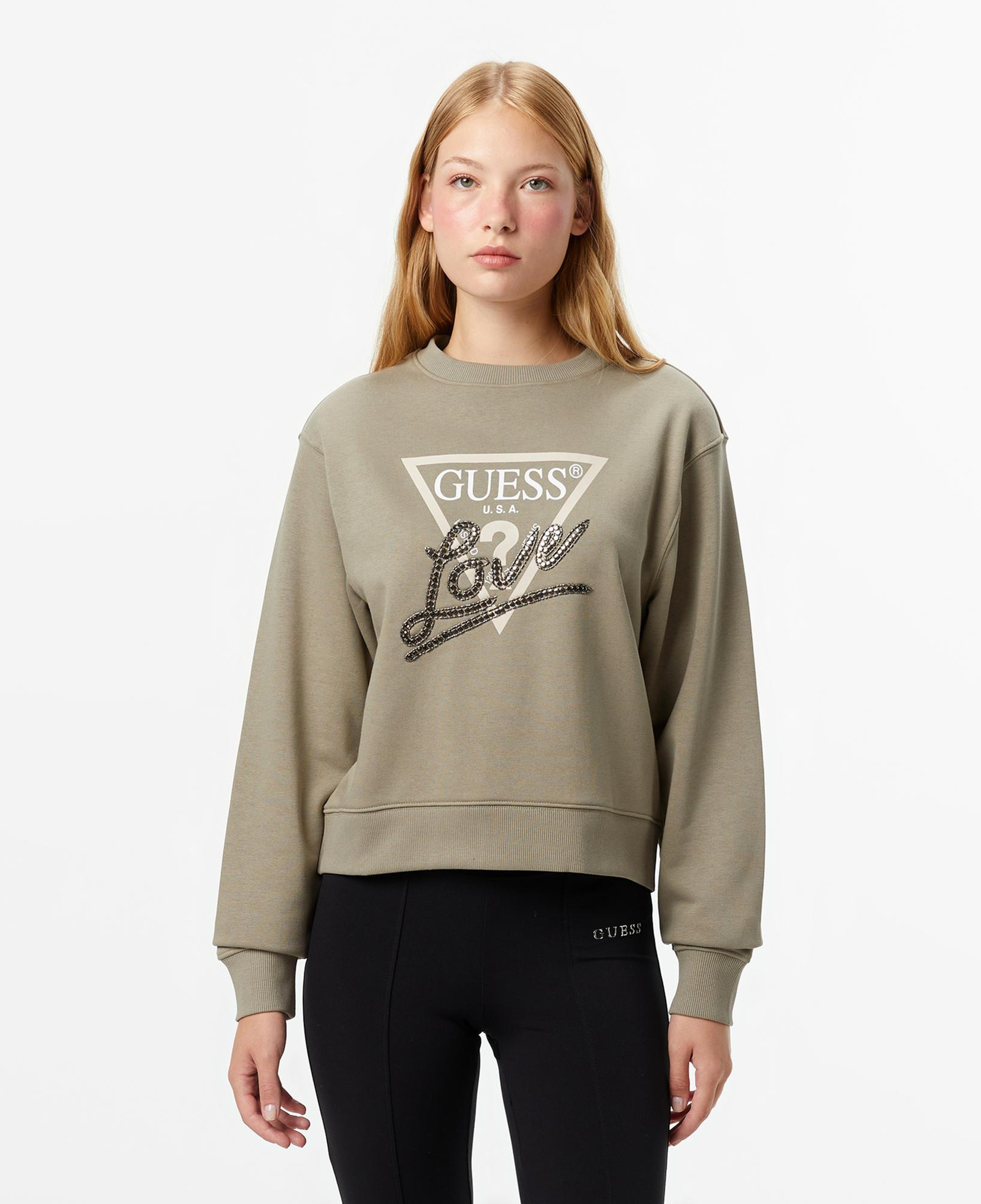 Guess Studded Kadın Yeşil Sweatshirt