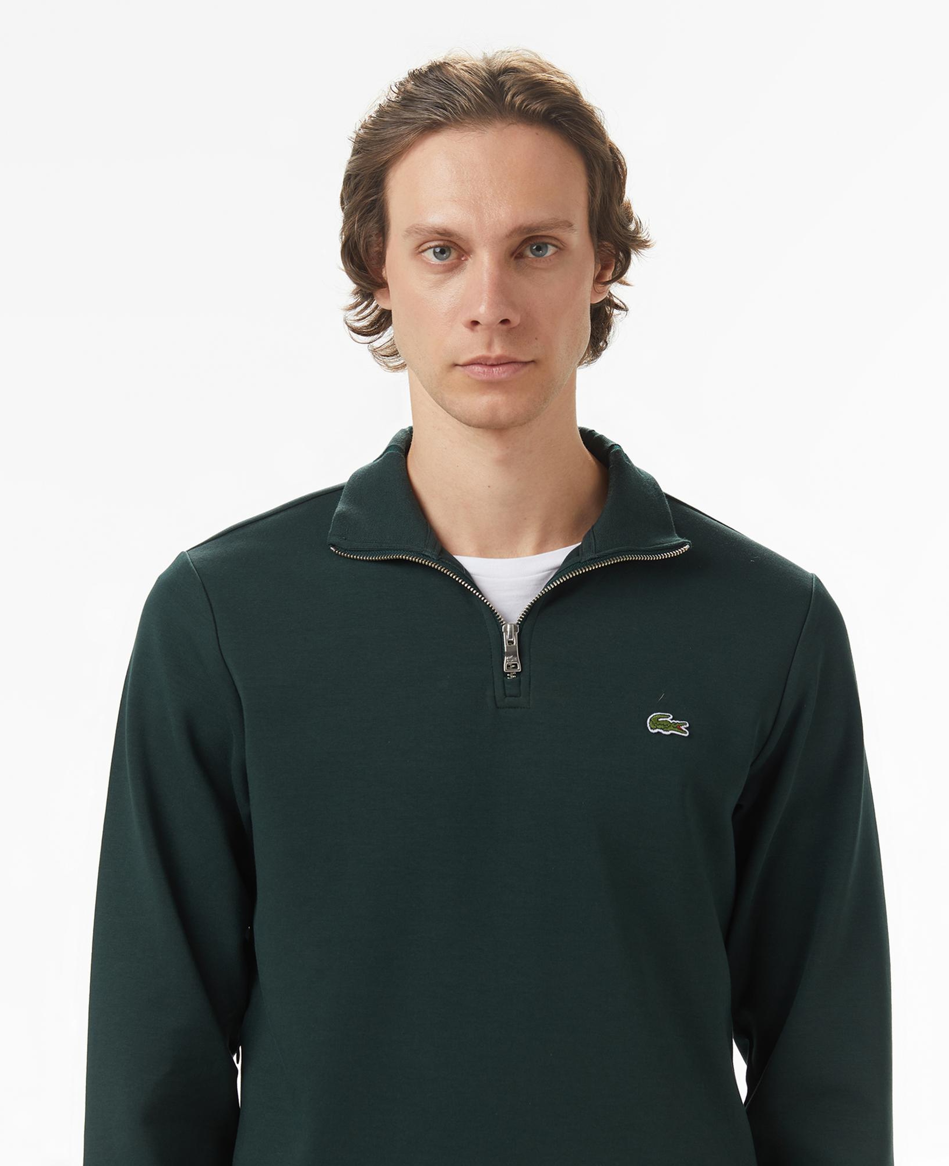 Lacoste Erkek Classic Fit Yarım Fermuarlı Yeşil Sweatshirt