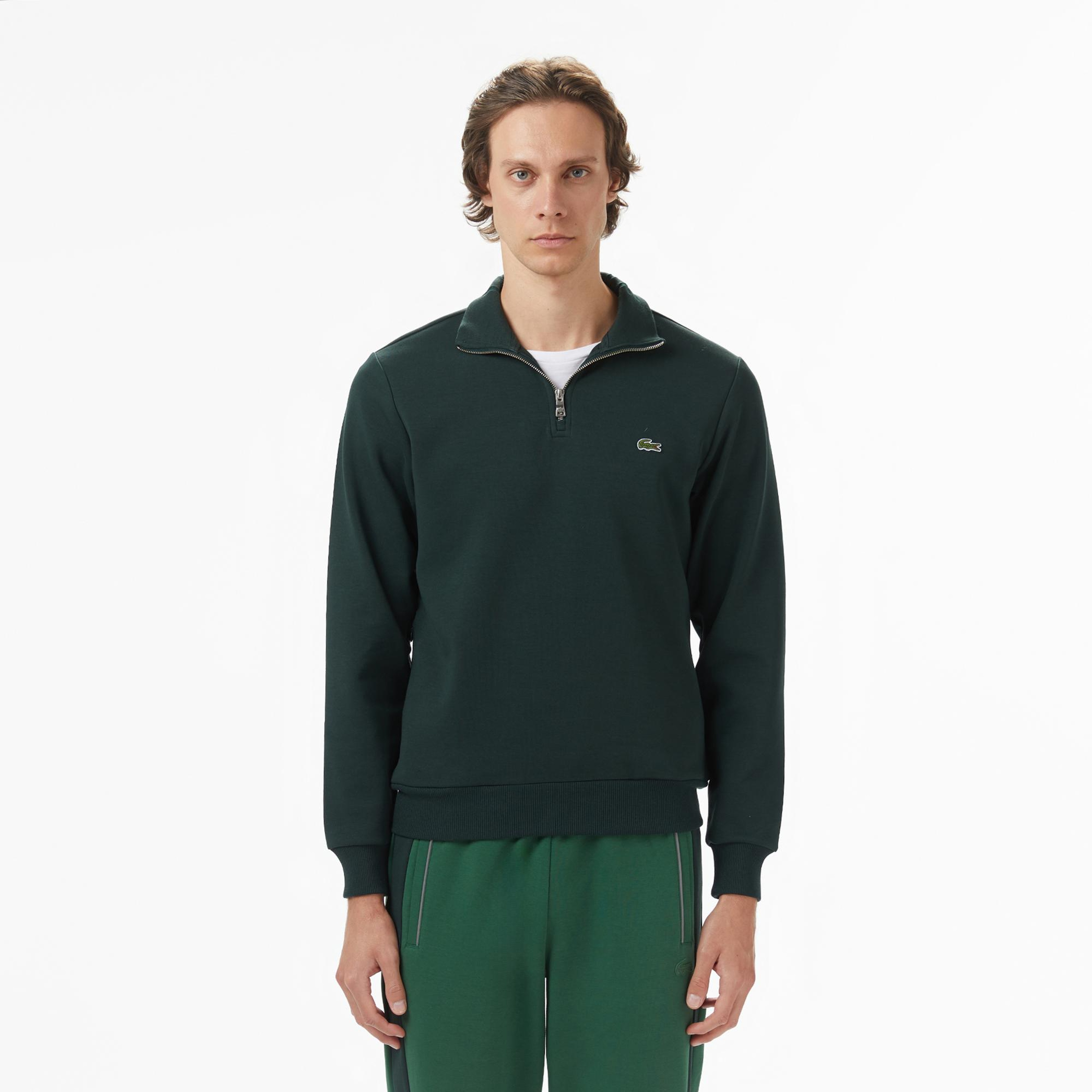 Lacoste Erkek Classic Fit Yarım Fermuarlı Yeşil Sweatshirt