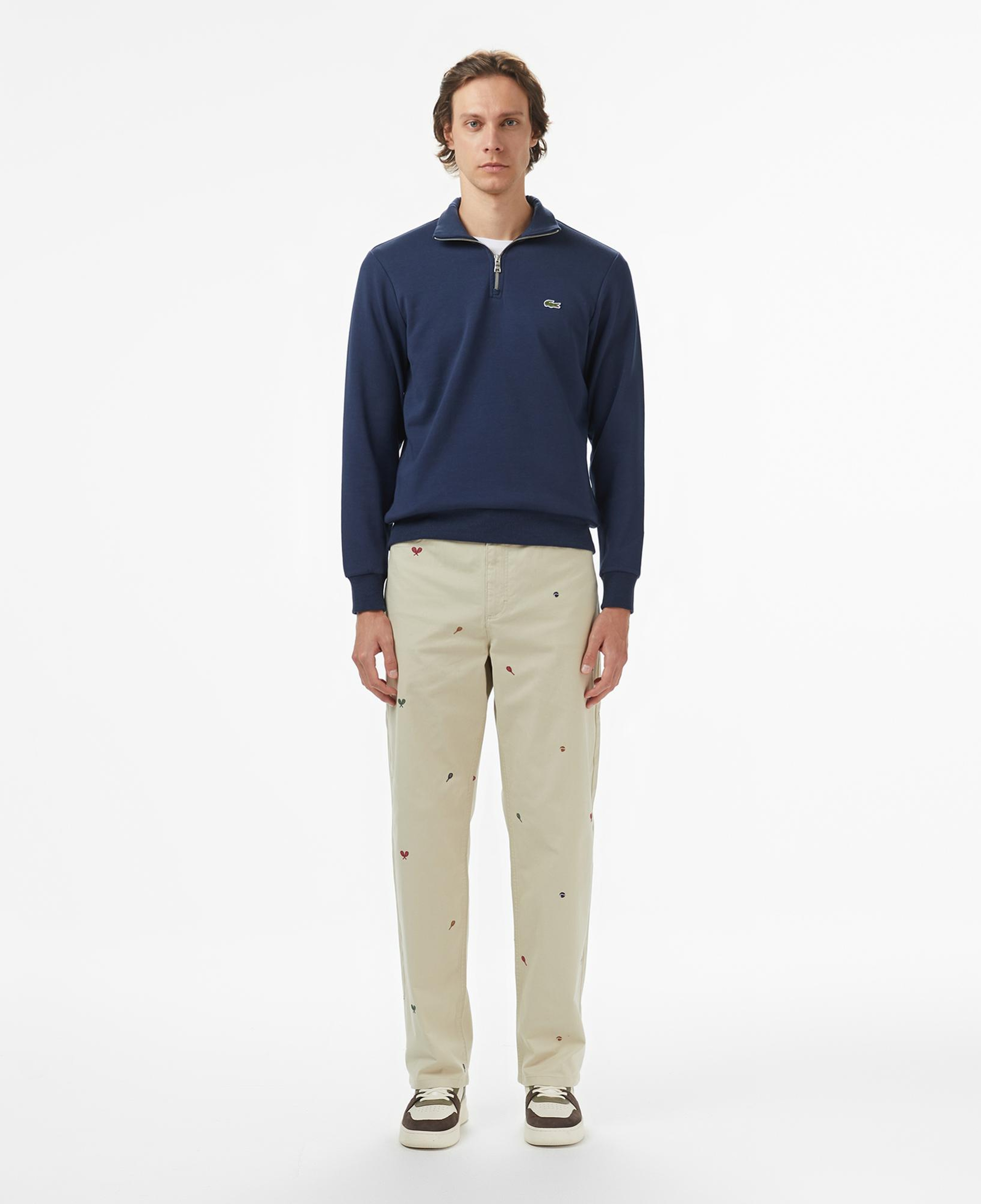 Lacoste Erkek Classic Fit Yarım Fermuarlı Lacivert Sweatshirt