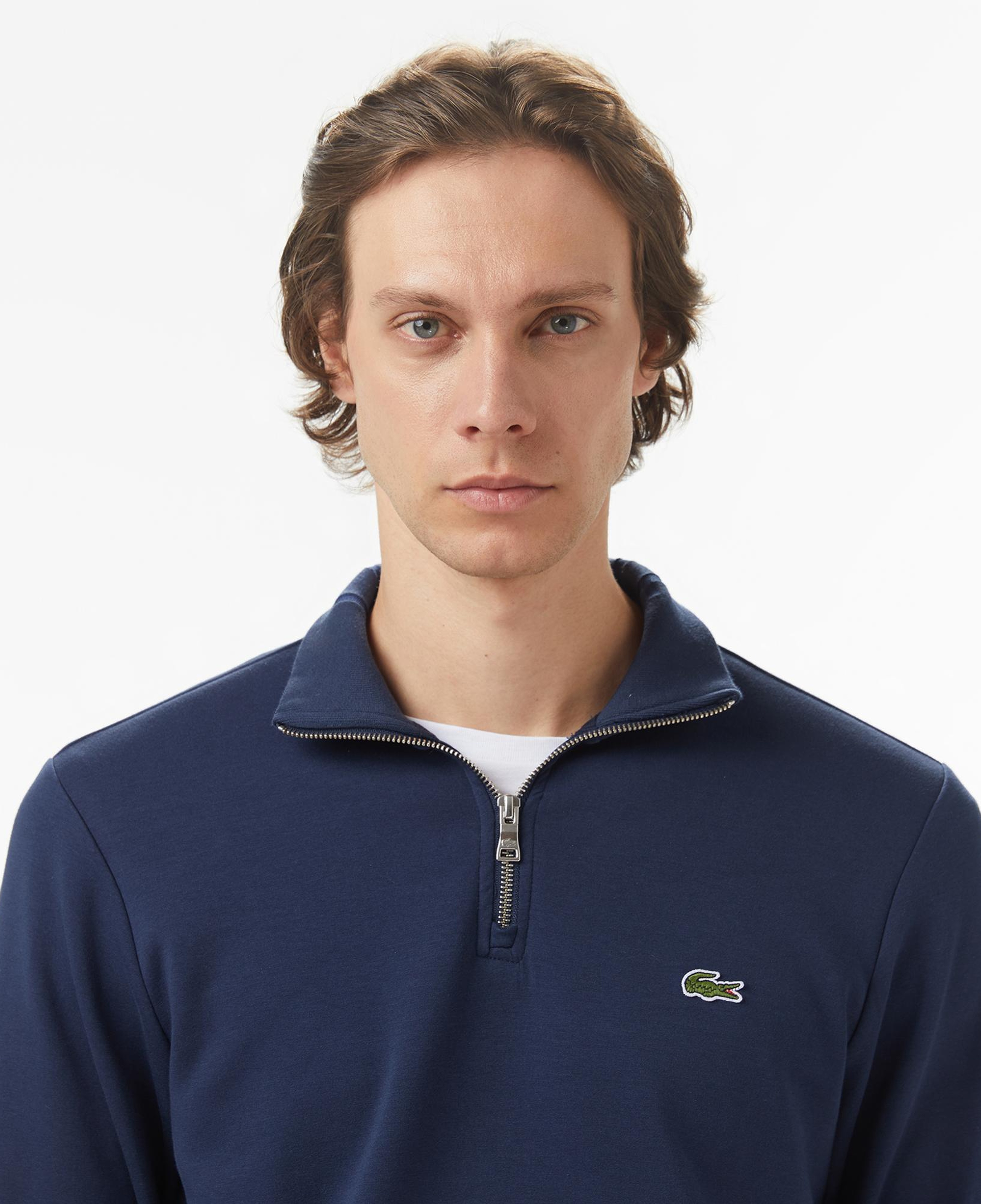 Lacoste Erkek Classic Fit Yarım Fermuarlı Lacivert Sweatshirt
