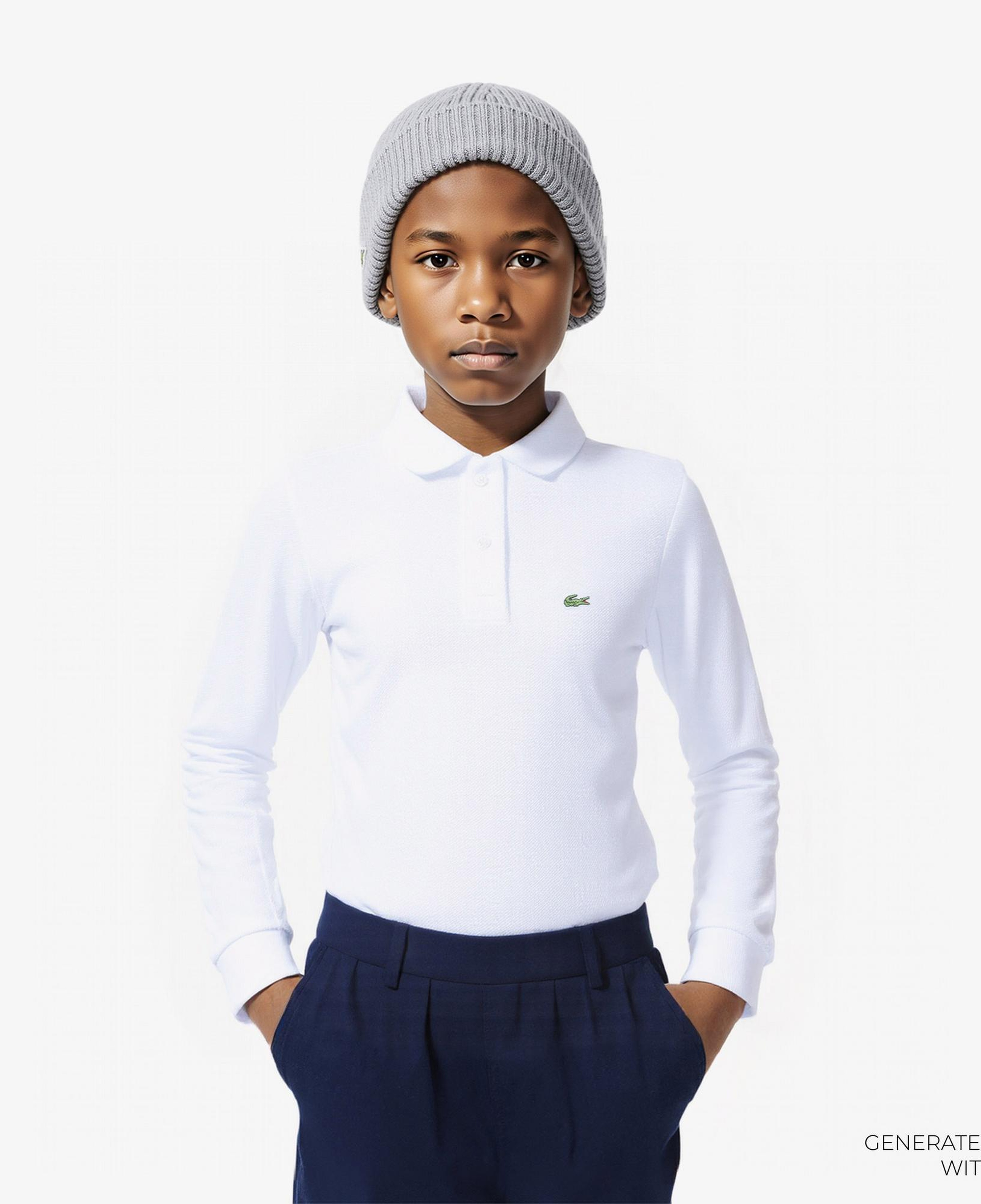 Lacoste Erkek Çocuk Regular Fit Uzun Kollu Beyaz Polo