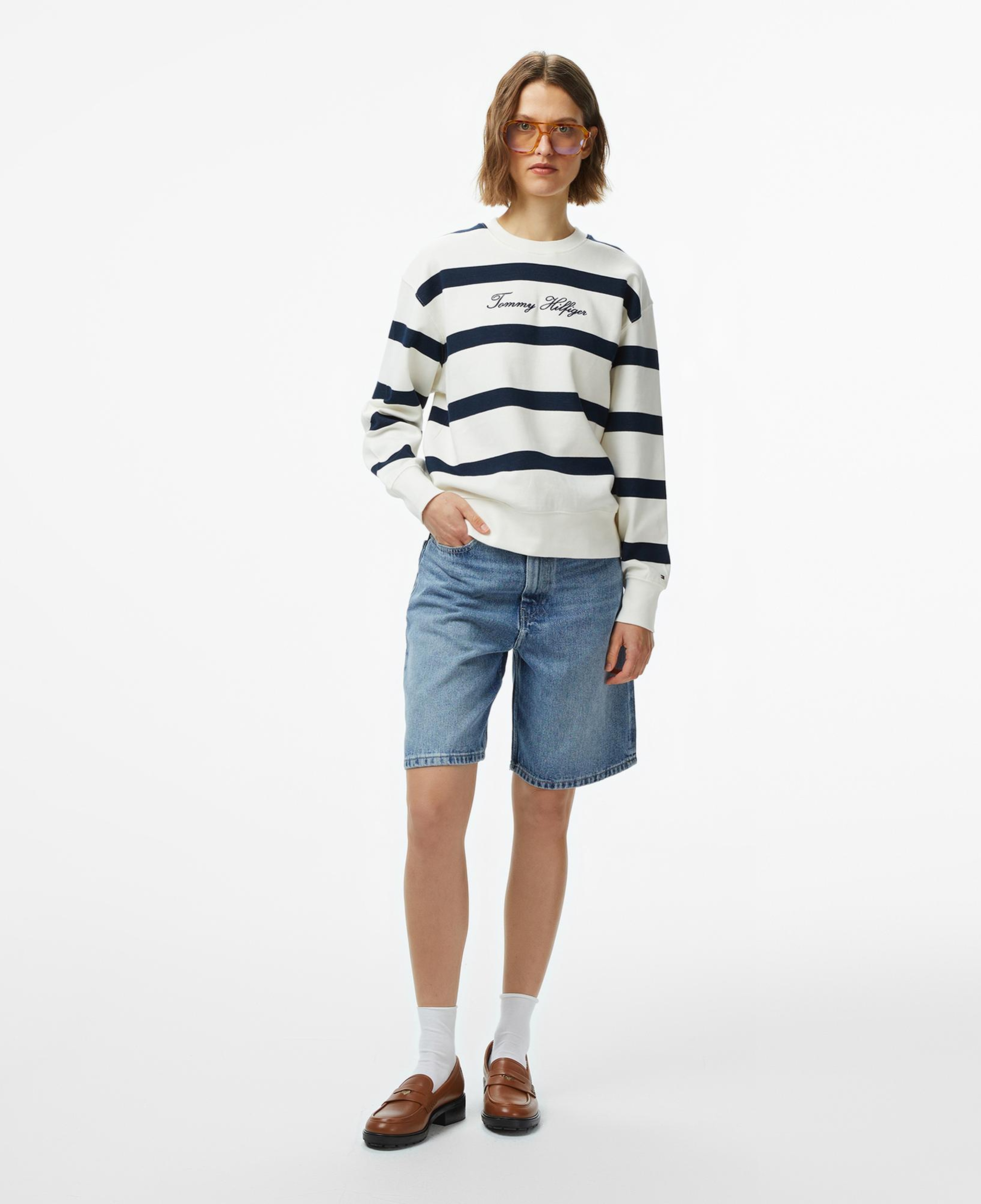 Tommy Hilfiger Script Regular Pique Kadın Beyaz Sweatshirt