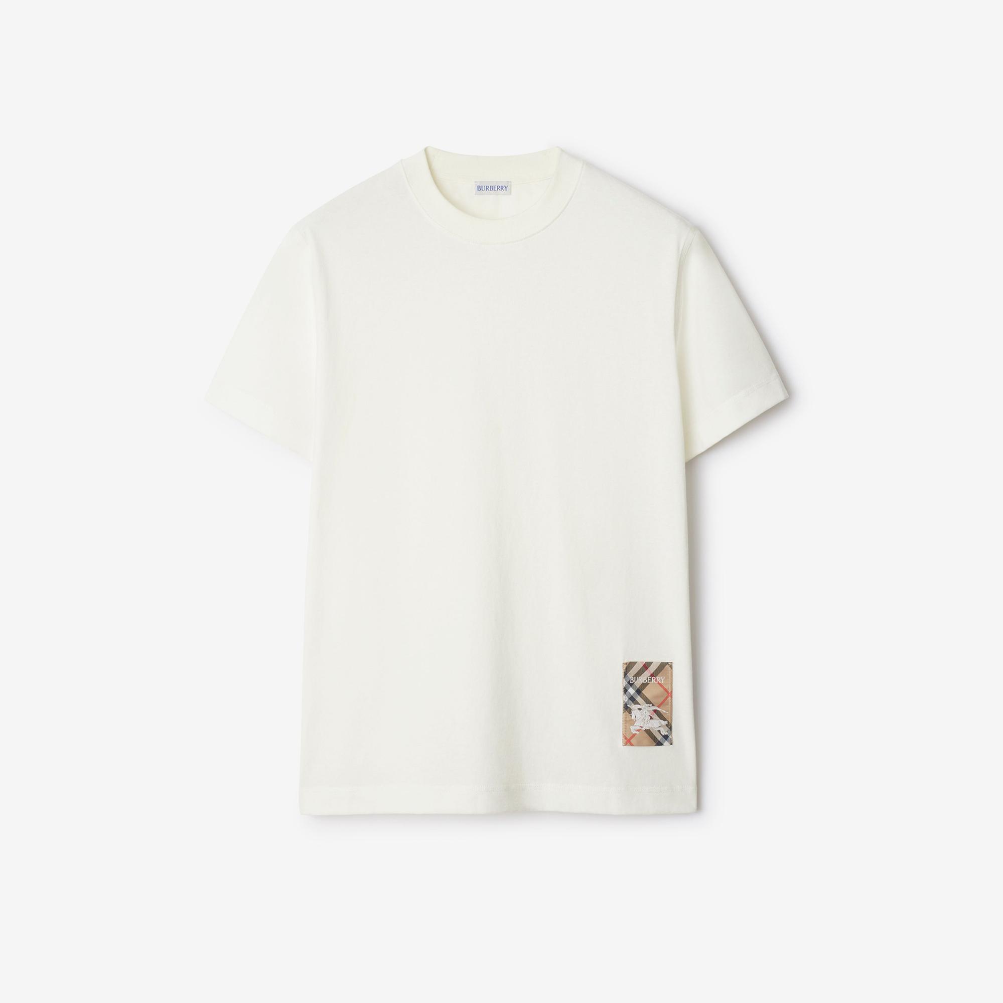 Burberry For Label Cotton Erkek Beyaz T-Shirt
