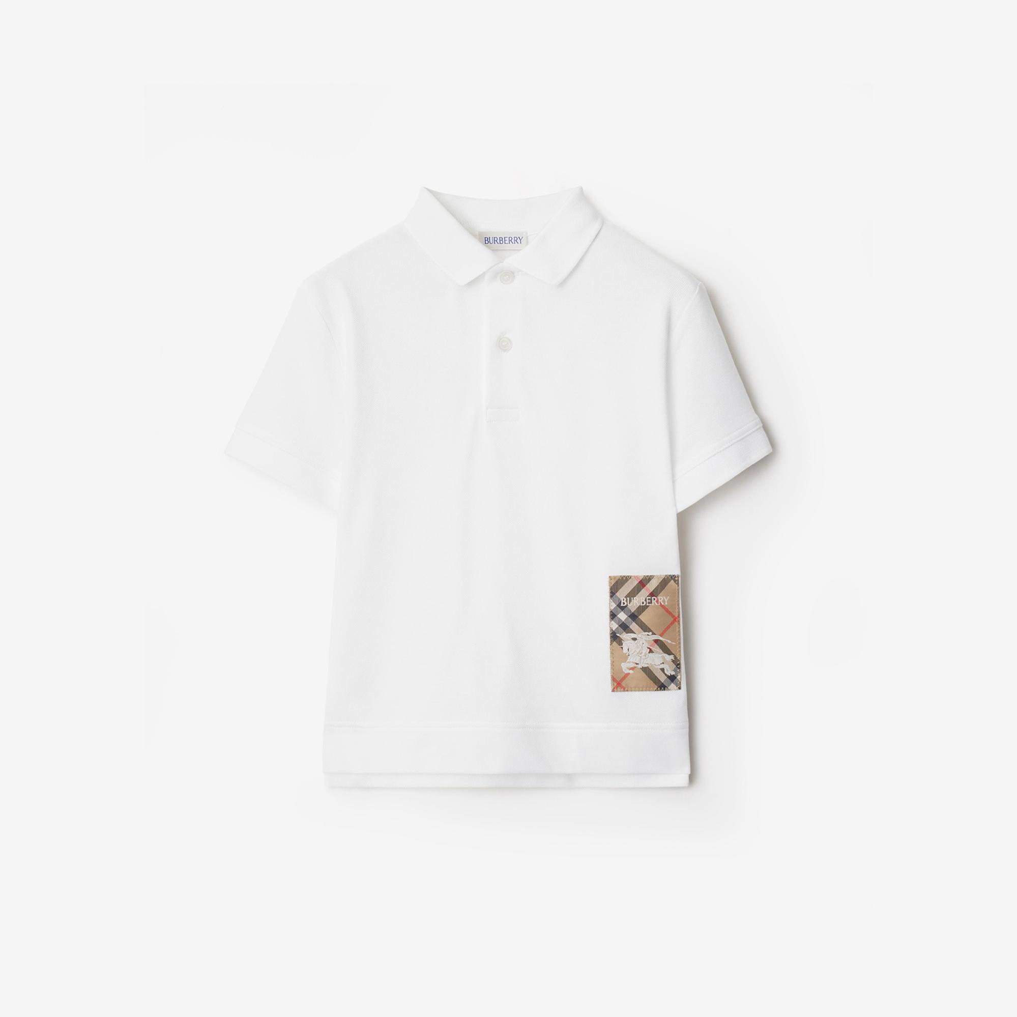Burberry Johane Label Cotton Çocuk Beyaz Polo