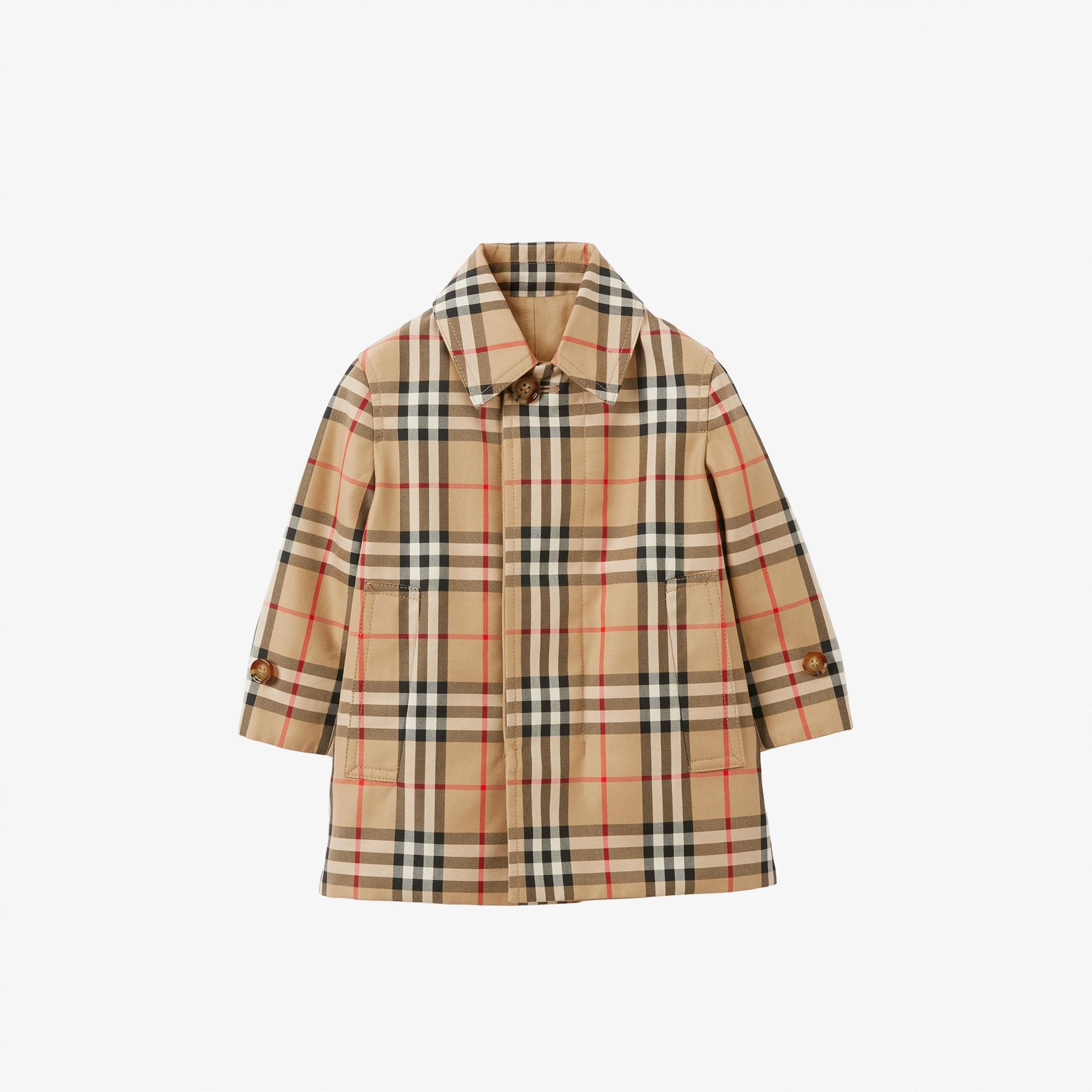 Burberry Reversible Check Gabardine Car Çocuk Bej Trençkot