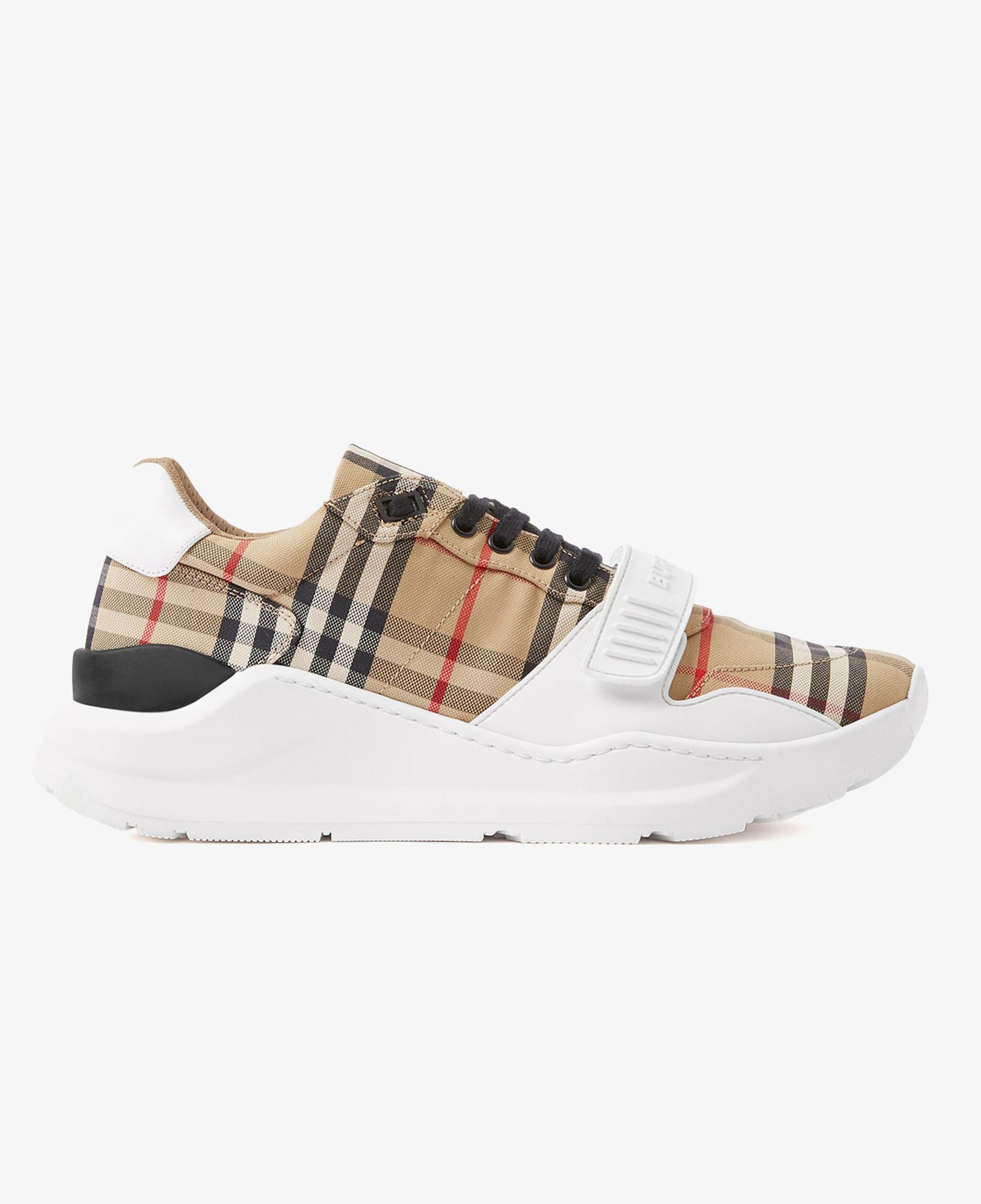 Burberry Check, Suede and Leather Erkek Bej Sneaker