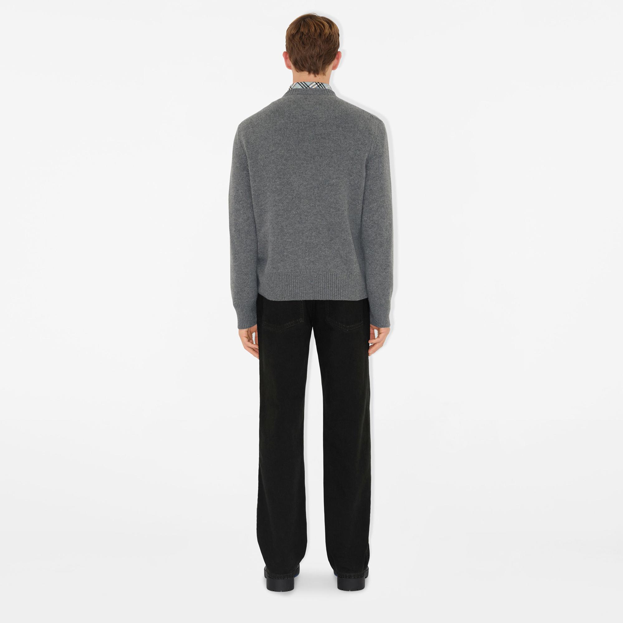 Burberry Pai Wool Cashmere Erkek Gri Kazak