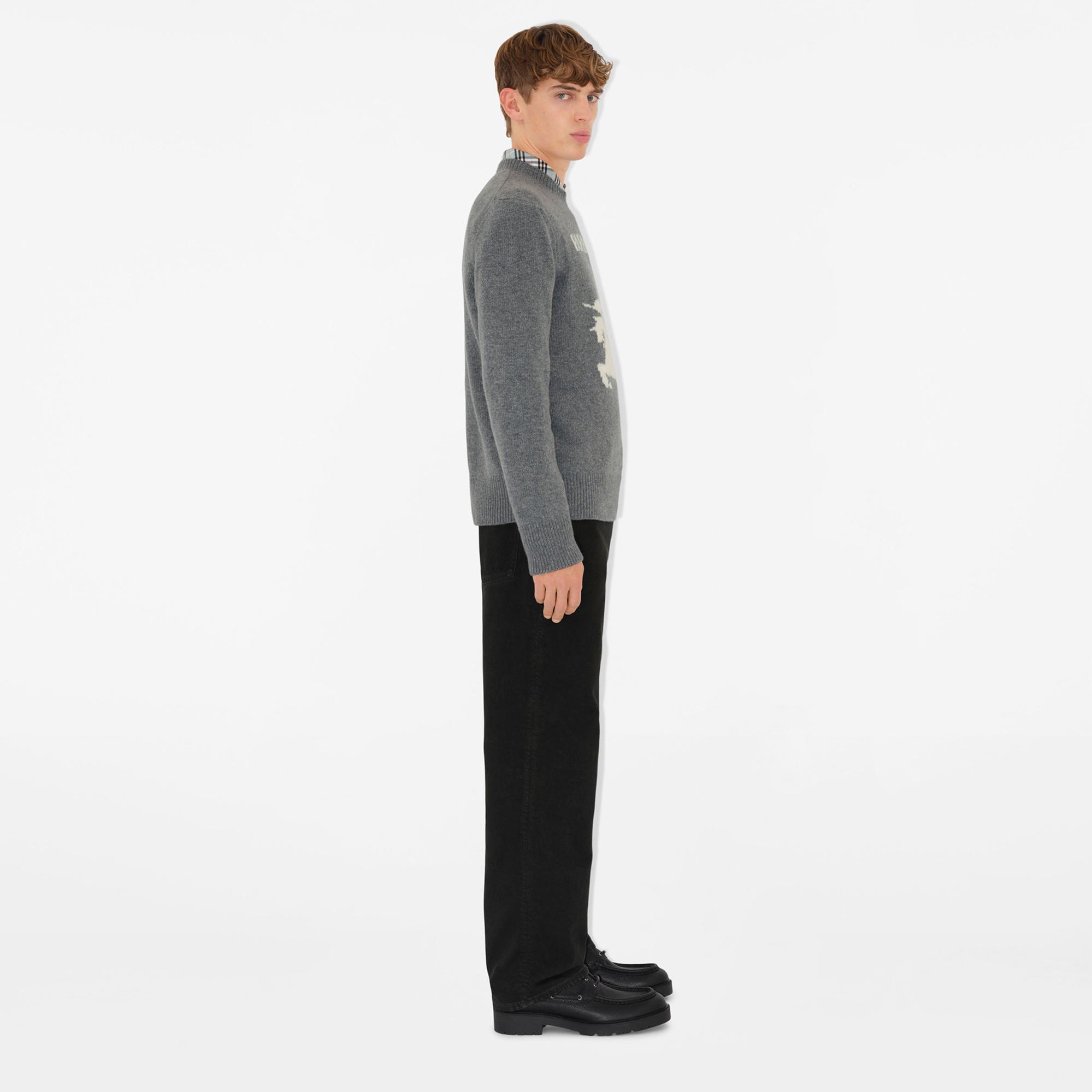 Burberry Pai Wool Cashmere Erkek Gri Kazak