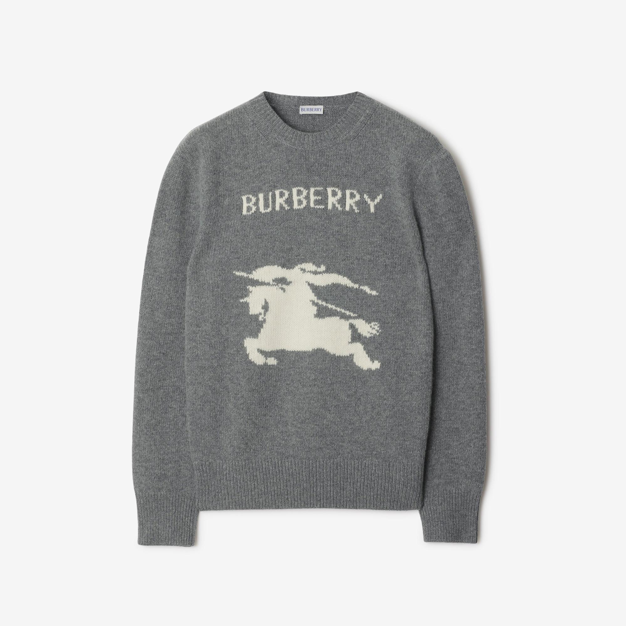 Burberry Pai Wool Cashmere Erkek Gri Kazak