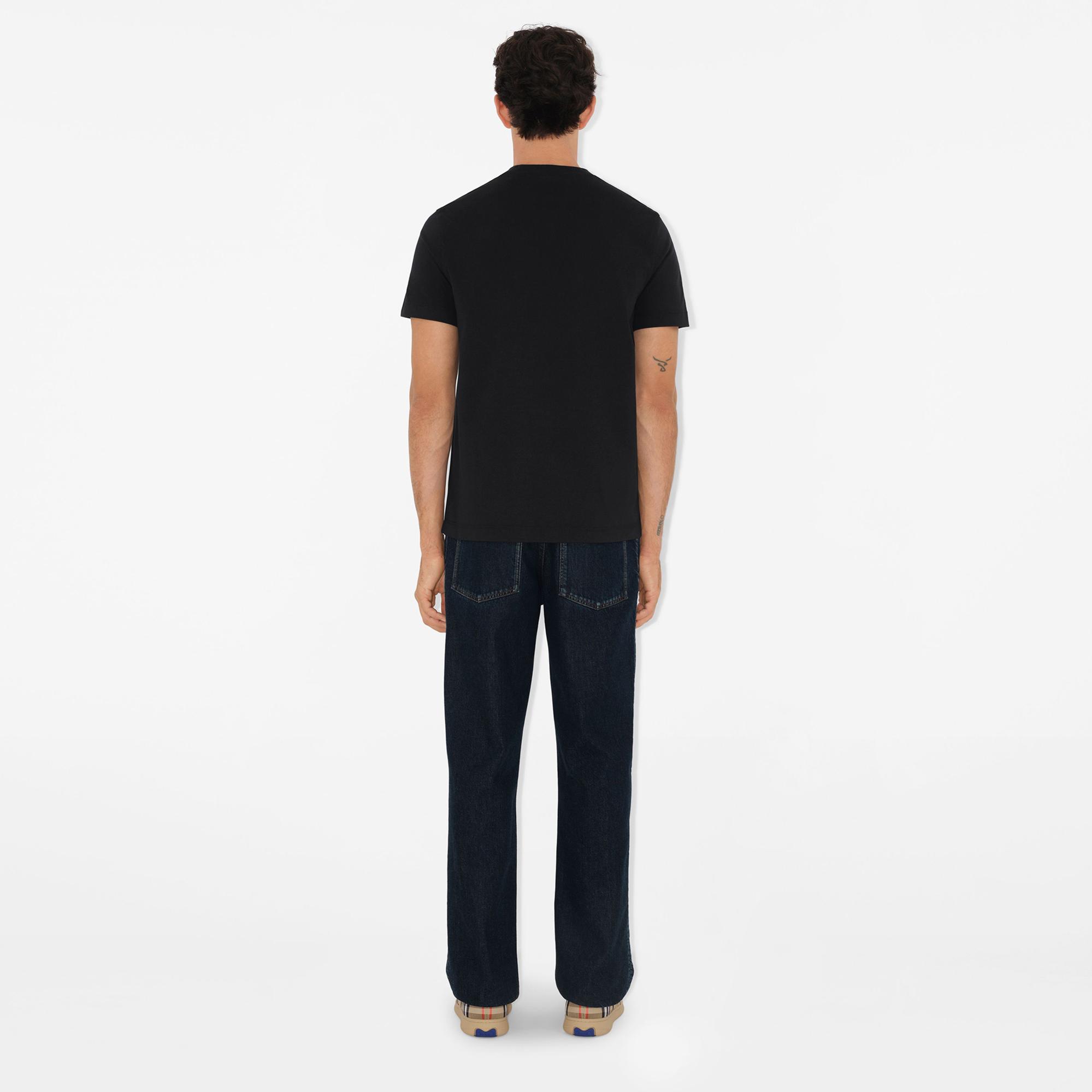 Burberry For Label Cotton Erkek Siyah T-Shirt