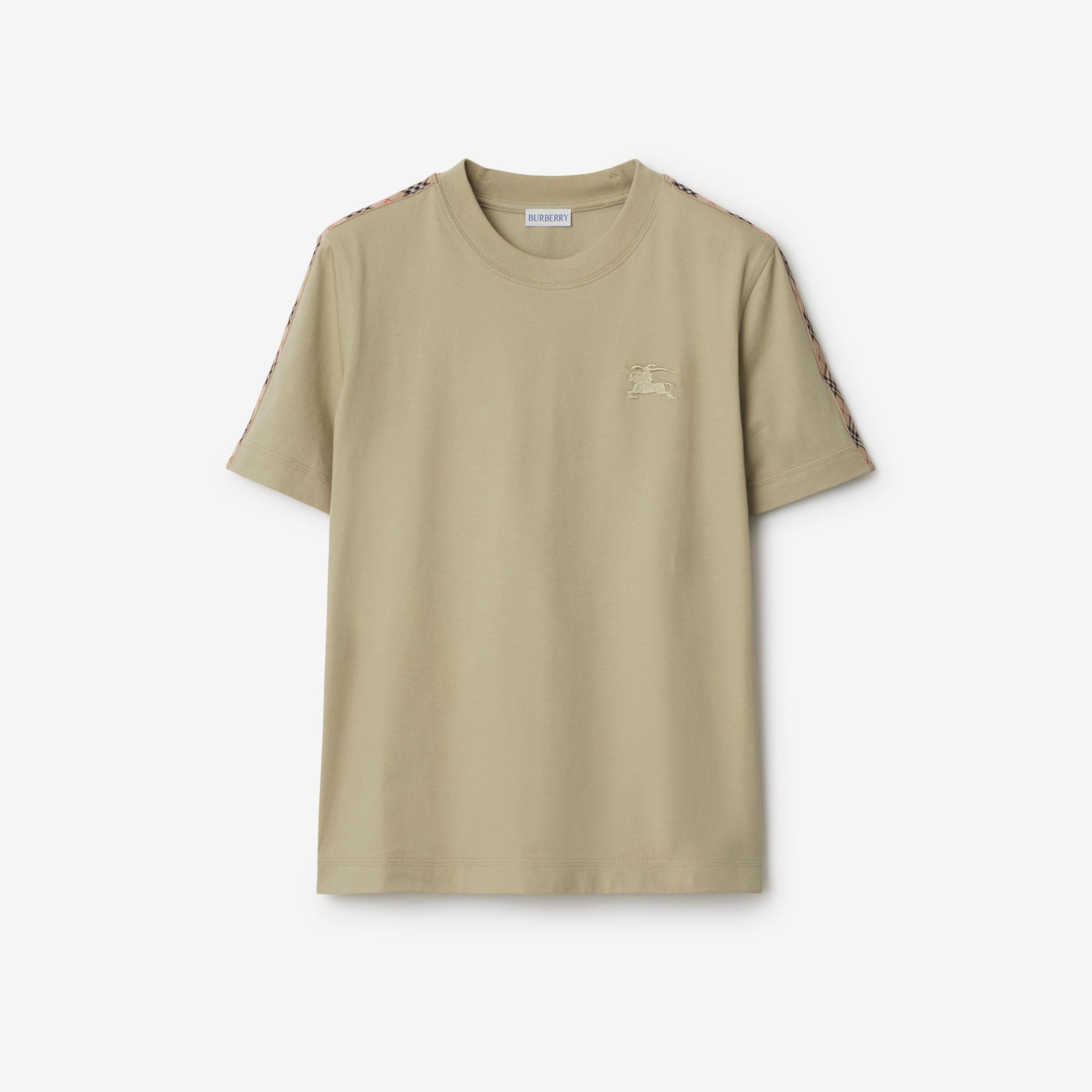 Burberry Tal Trim Cotton Kadın Haki T-Shirt
