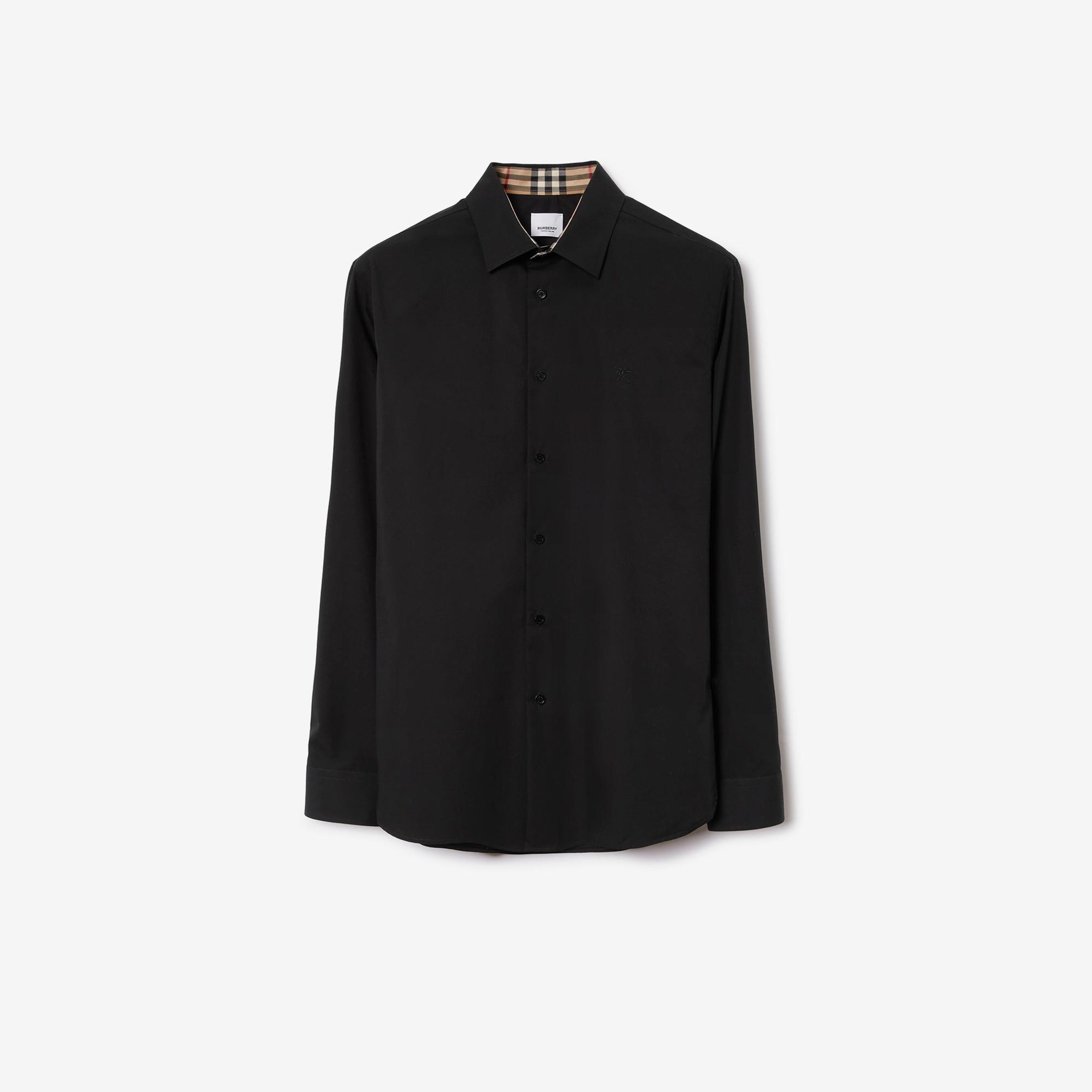 Burberry Stretch Pamuklu Erkek Siyah Gömlek