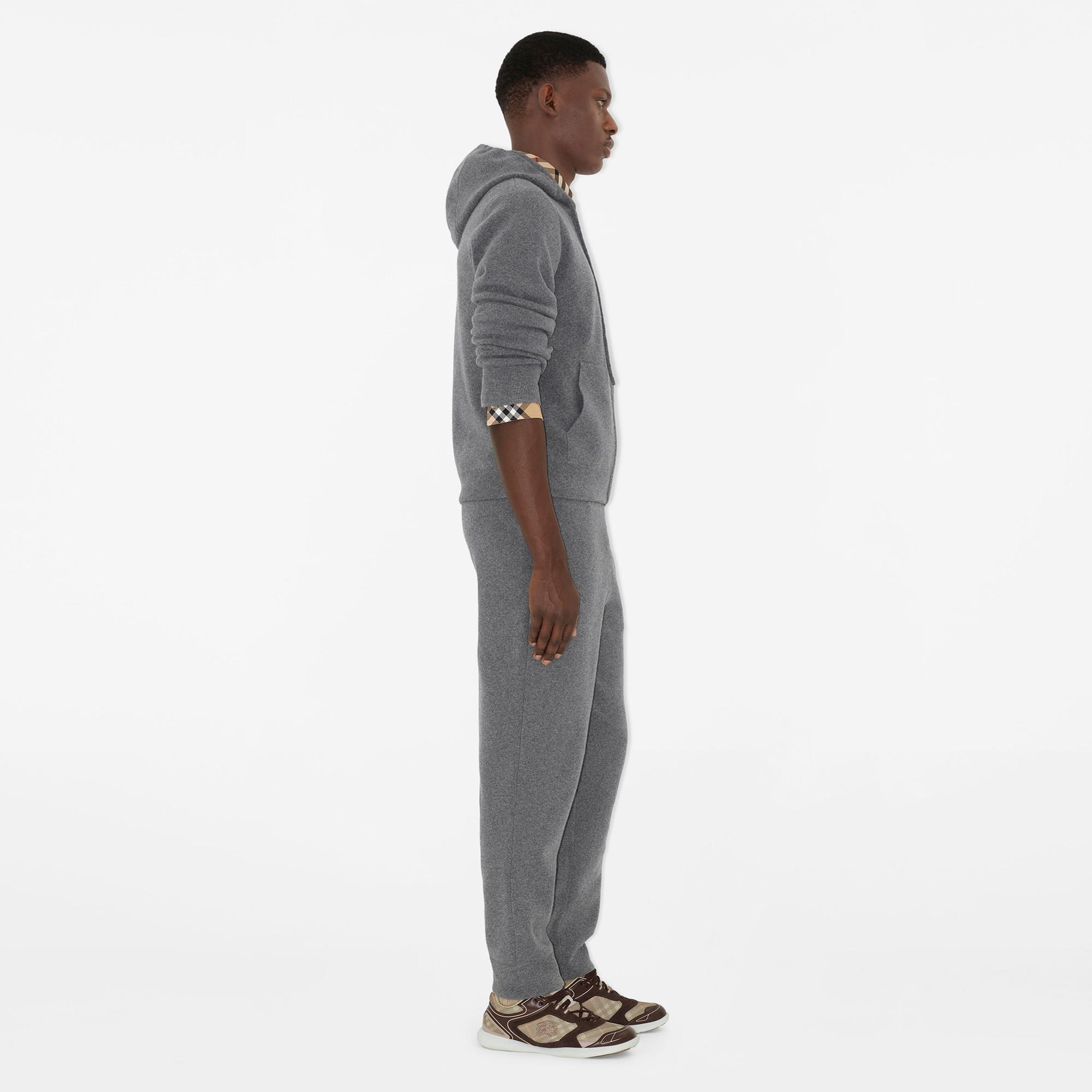 Burberry Cashmere Blend Zip Erkek Gri Hoodie