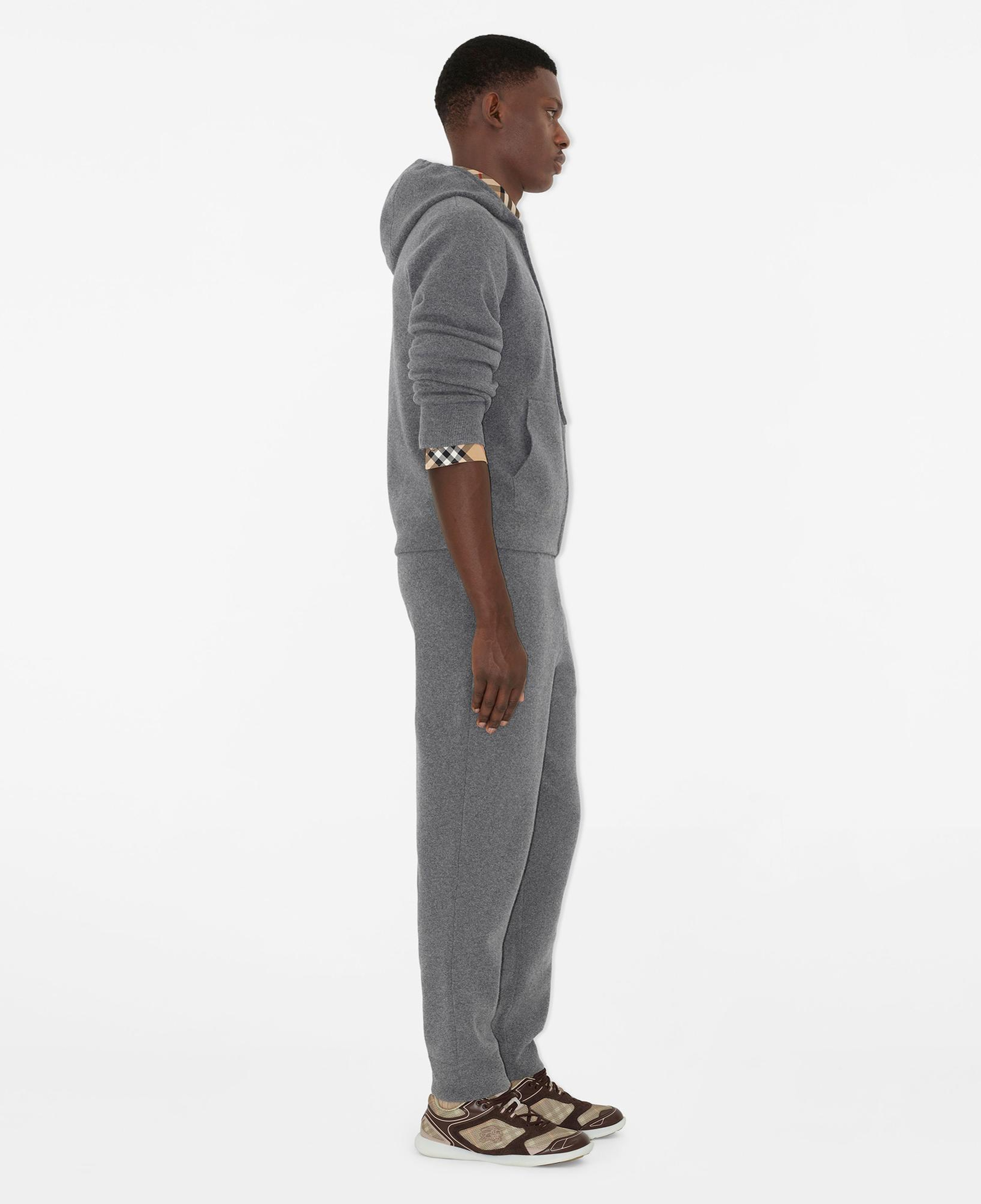 Burberry Cashmere Blend Zip Erkek Gri Hoodie